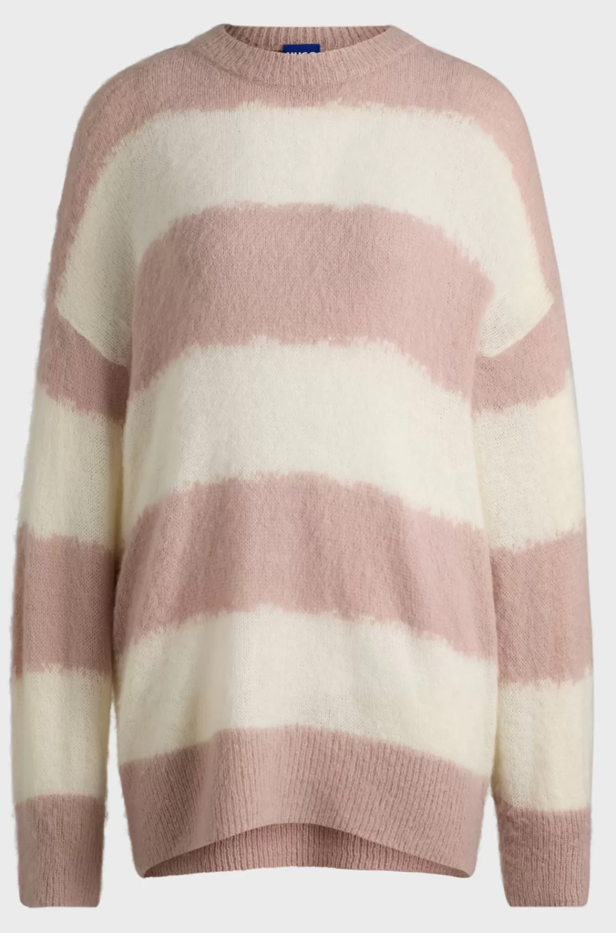 HUGO BOSS Sweater Med Oversize Fit Og Uskarpe Blokstriber Hvid / Pink Clearance