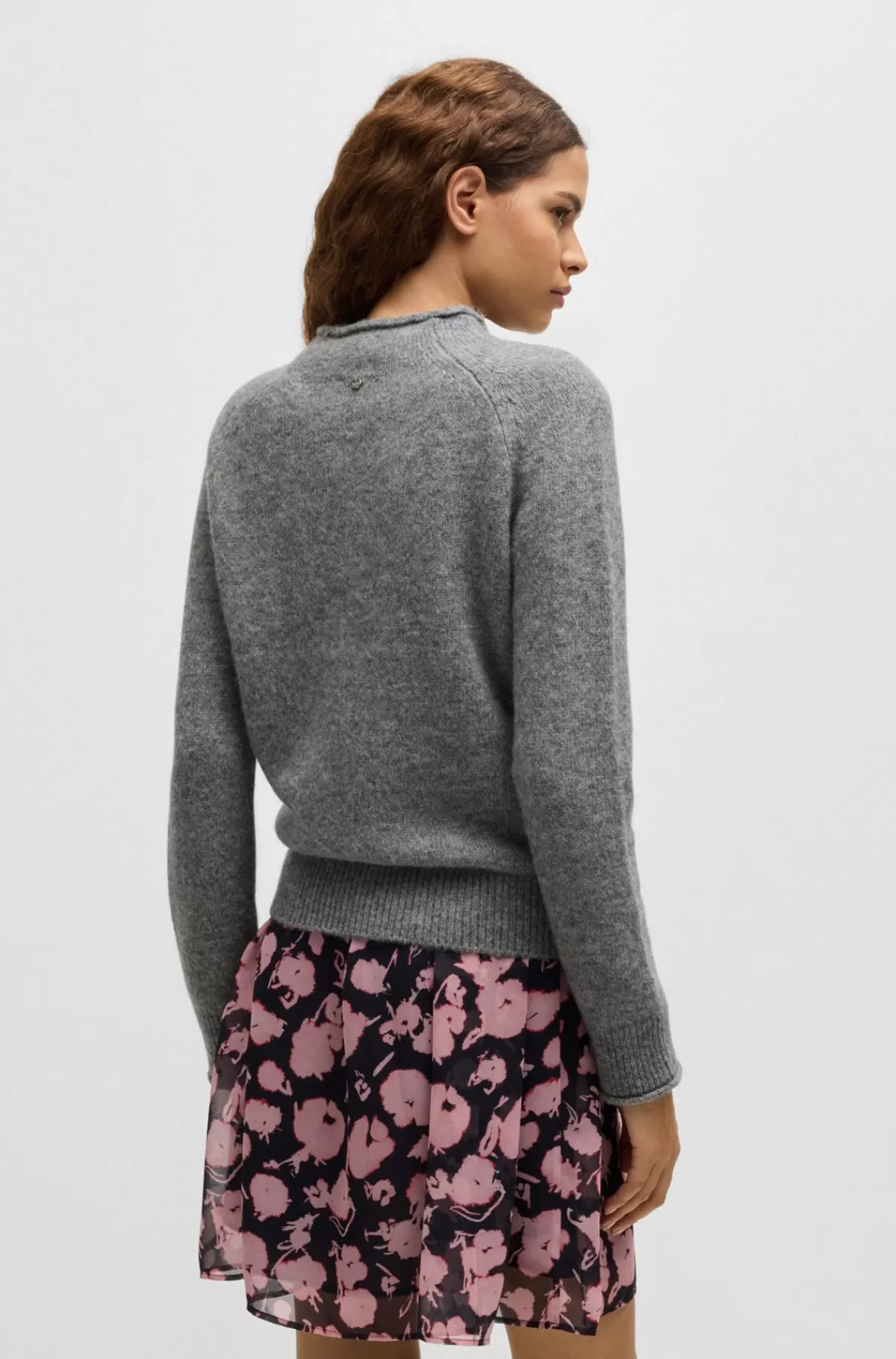 HUGO BOSS Sweater Med Regular Fit I Uldblanding Grå Hot
