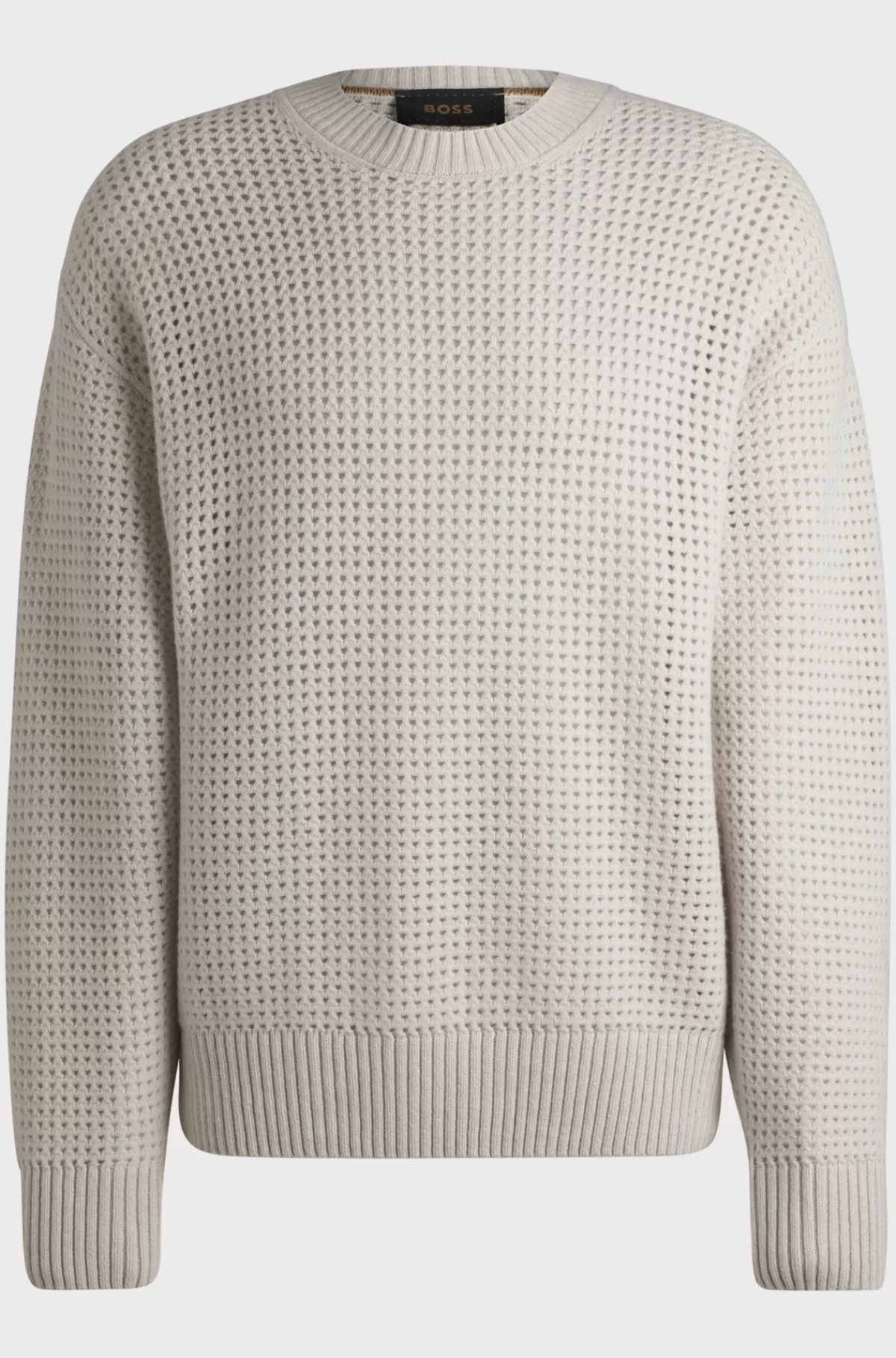 HUGO BOSS Sweater Med Relaxed Fit I Ny Uld Og Kashmir Med Struktur Hvid Sale