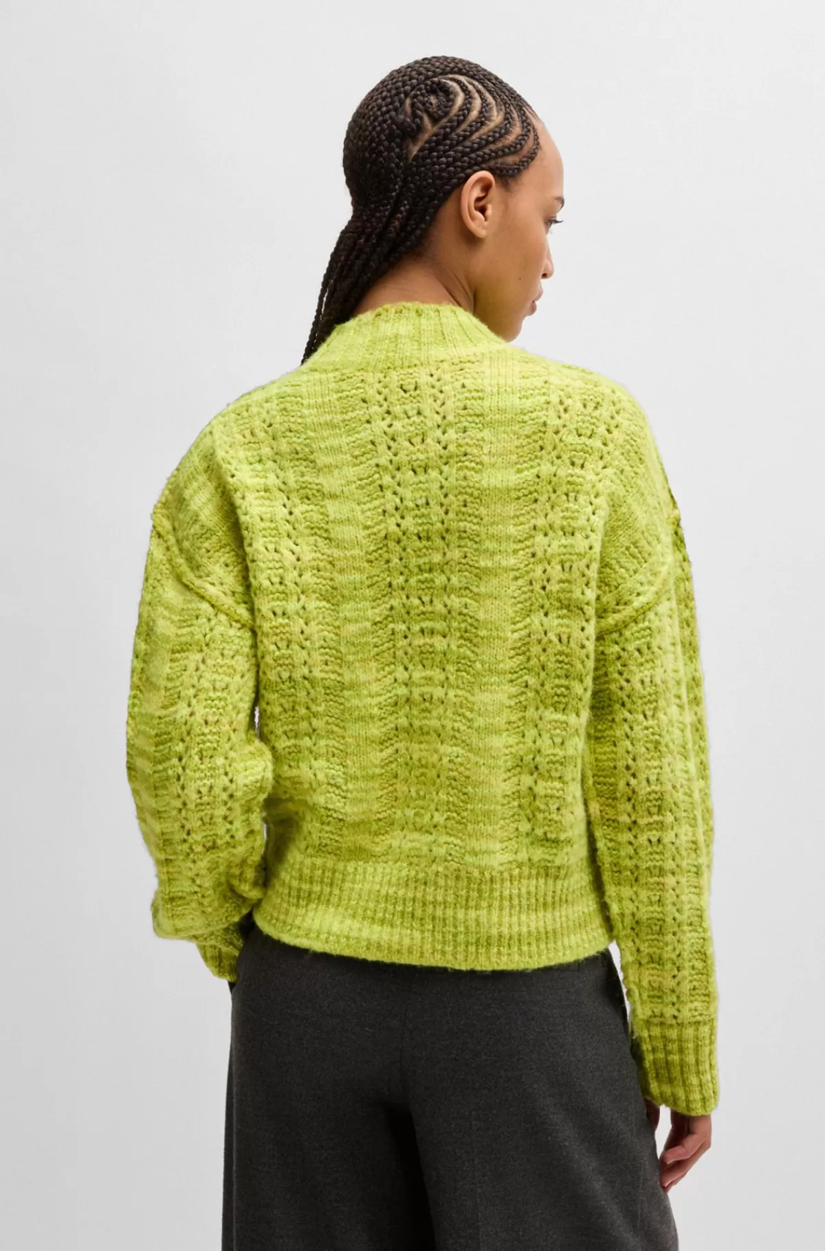 HUGO BOSS Sweater Med Relaxed Fit I Tofarvet Garn Gul Cheap