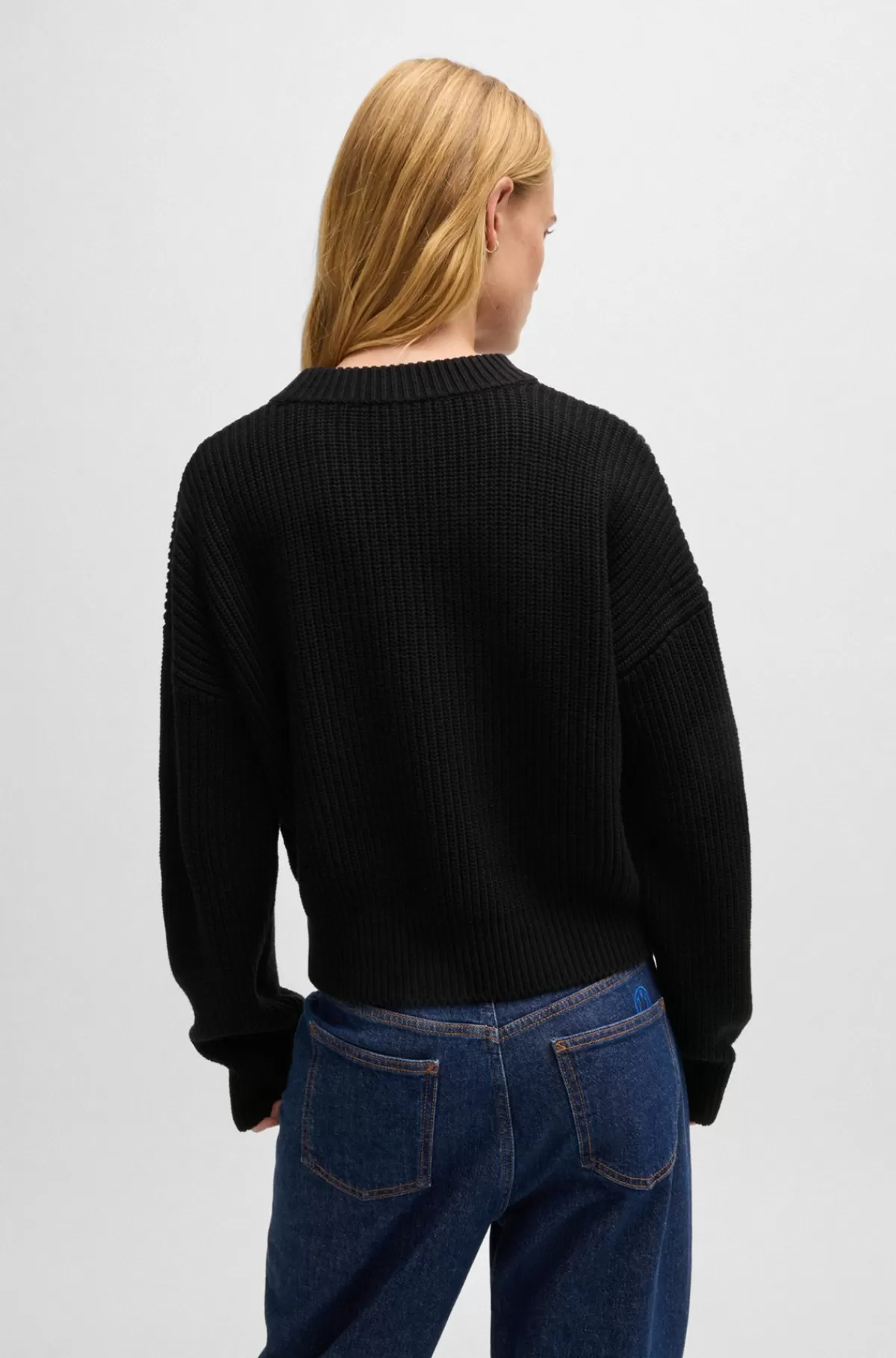 HUGO BOSS Sweater Med Relaxed Fit Og Happy HUGO Logo Sort Hot