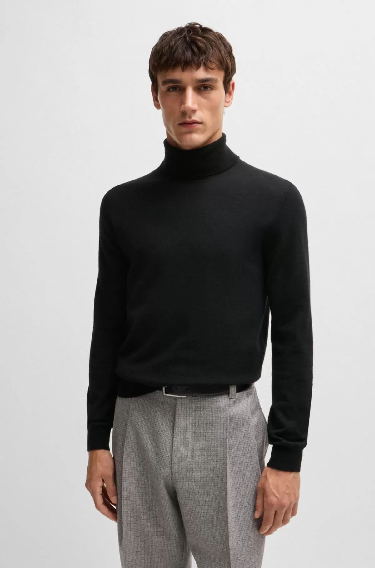 HUGO BOSS Sweater Med Rullekrave I Kashmir Sort Hot
