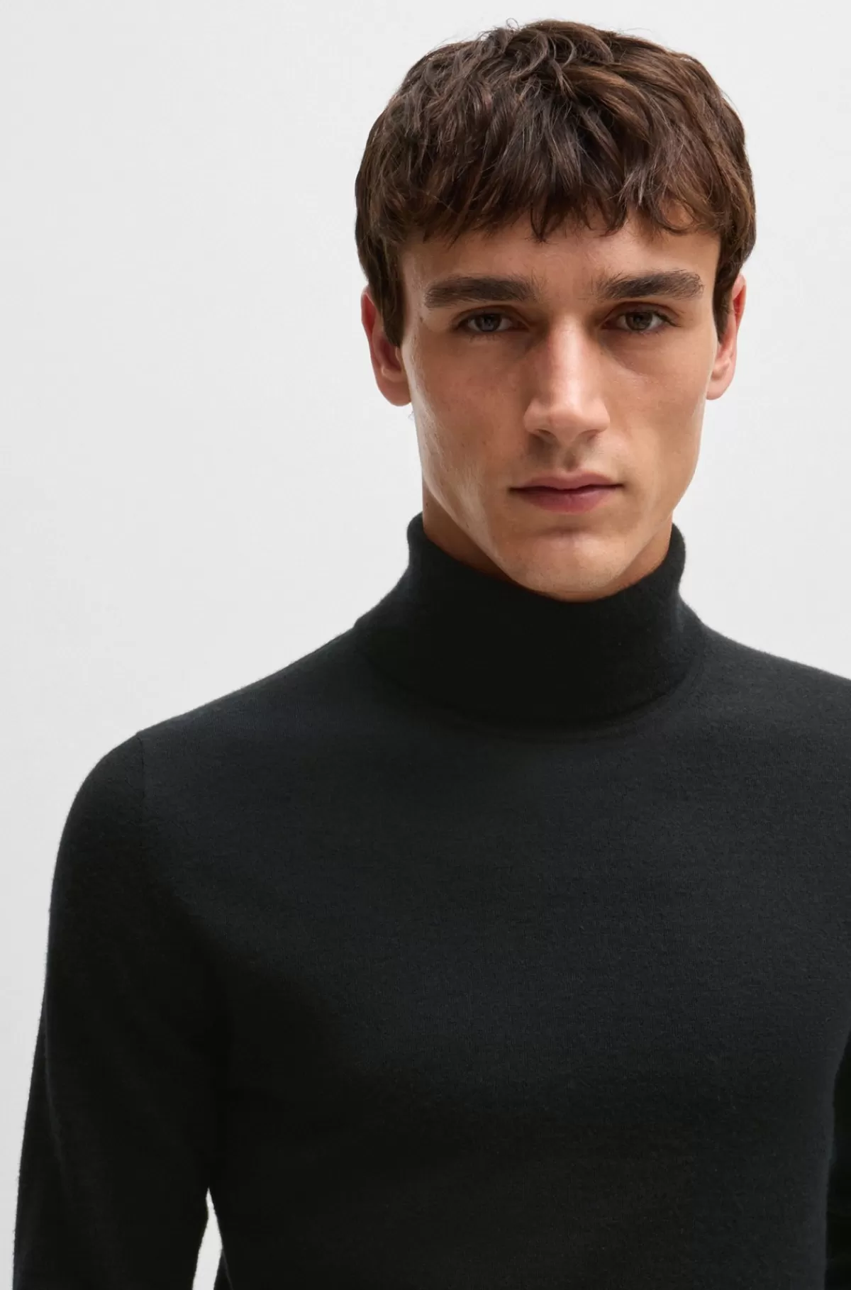 HUGO BOSS Sweater Med Rullekrave I Kashmir Sort Hot