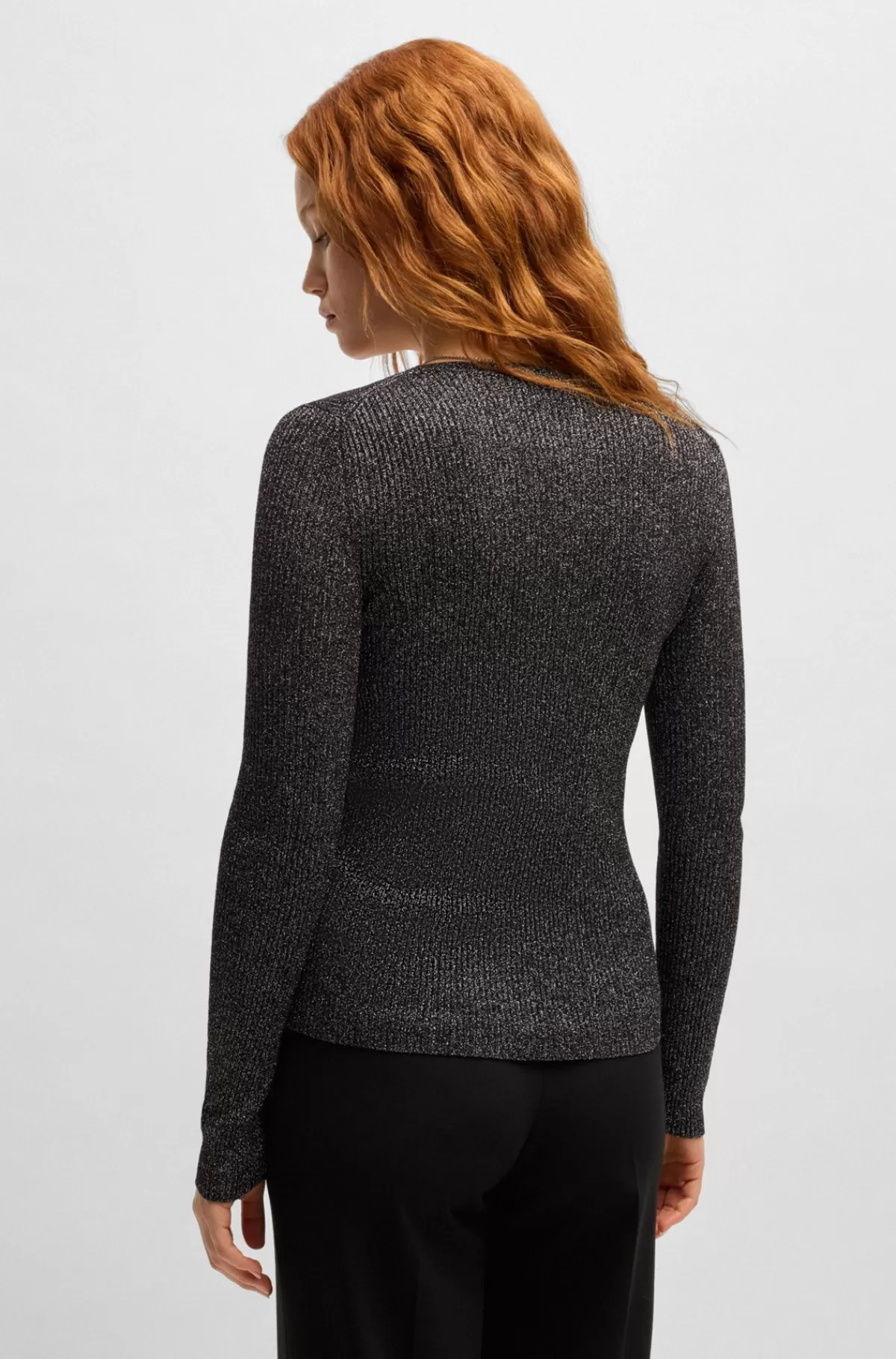 HUGO BOSS Sweater Med Slim Fit I Blødt Materiale Med Glittereffekt Sort Fashion