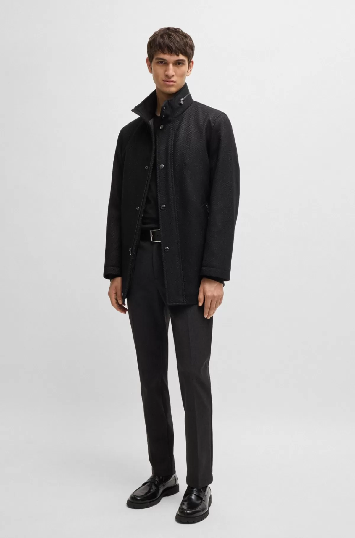 HUGO BOSS Sweater Med Slim Fit Og Crew Neck I Ny Uld Sort Sale