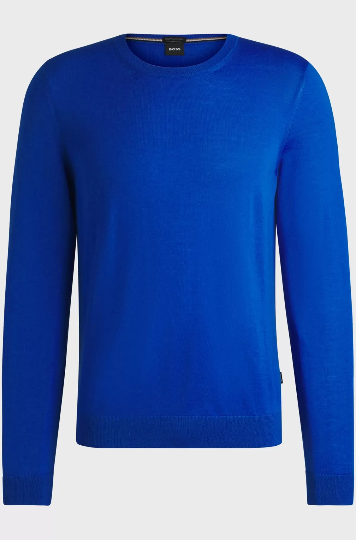 HUGO BOSS Sweater Med Slim Fit Og Crew Neck I Ny Uld Blå Shop