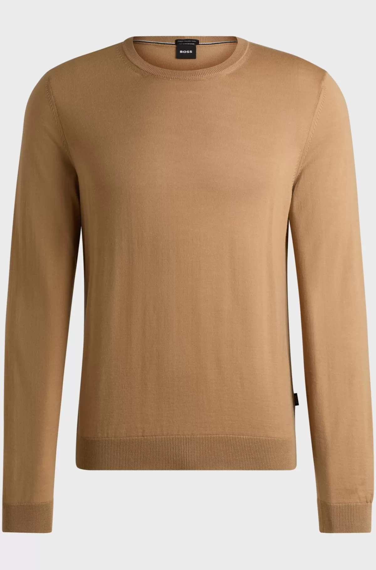HUGO BOSS Sweater Med Slim Fit Og Crew Neck I Ny Uld Beige Best Sale