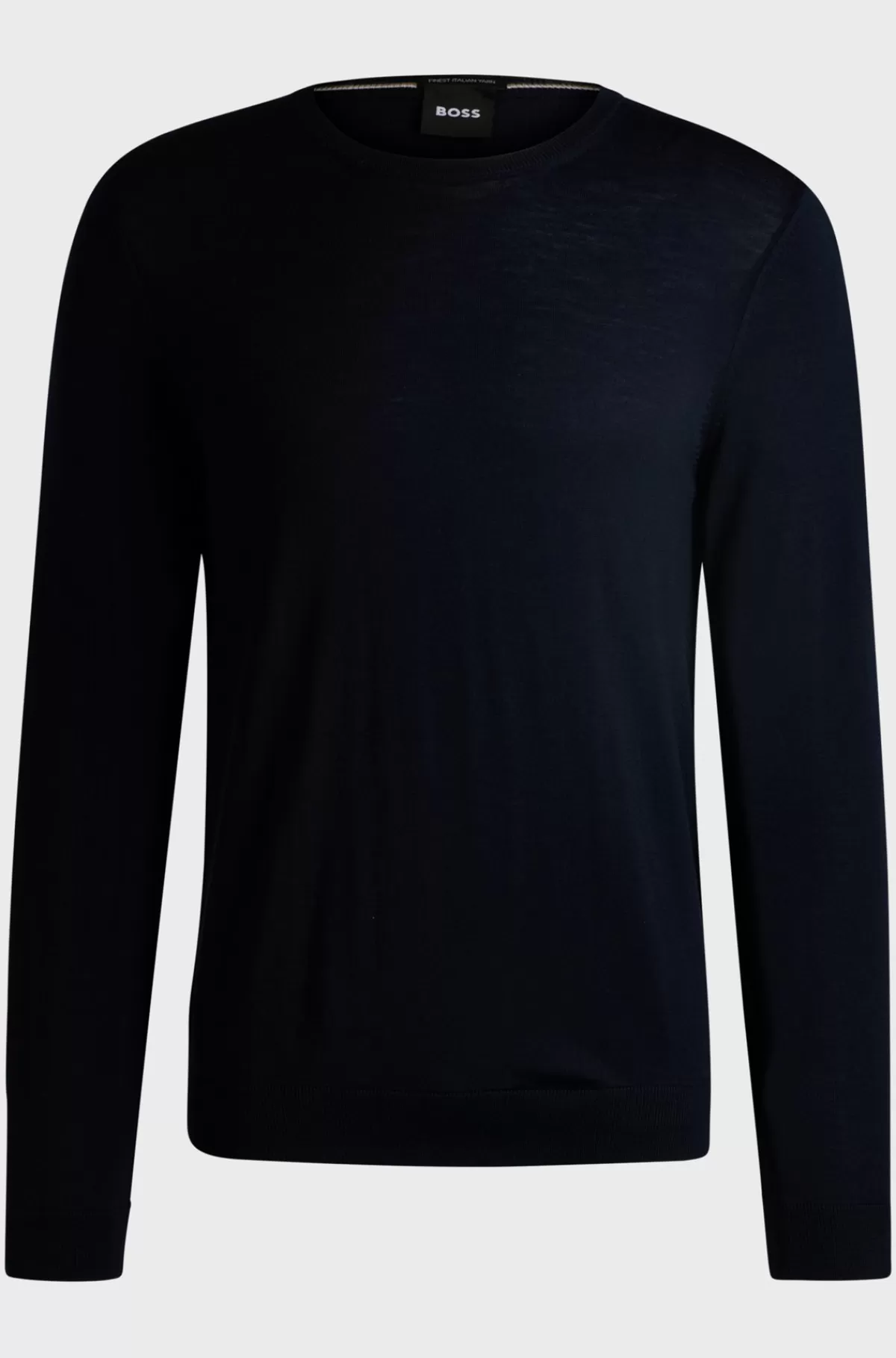 HUGO BOSS Sweater Med Slim Fit Og Crew Neck I Ny Uld Mørkeblå Fashion
