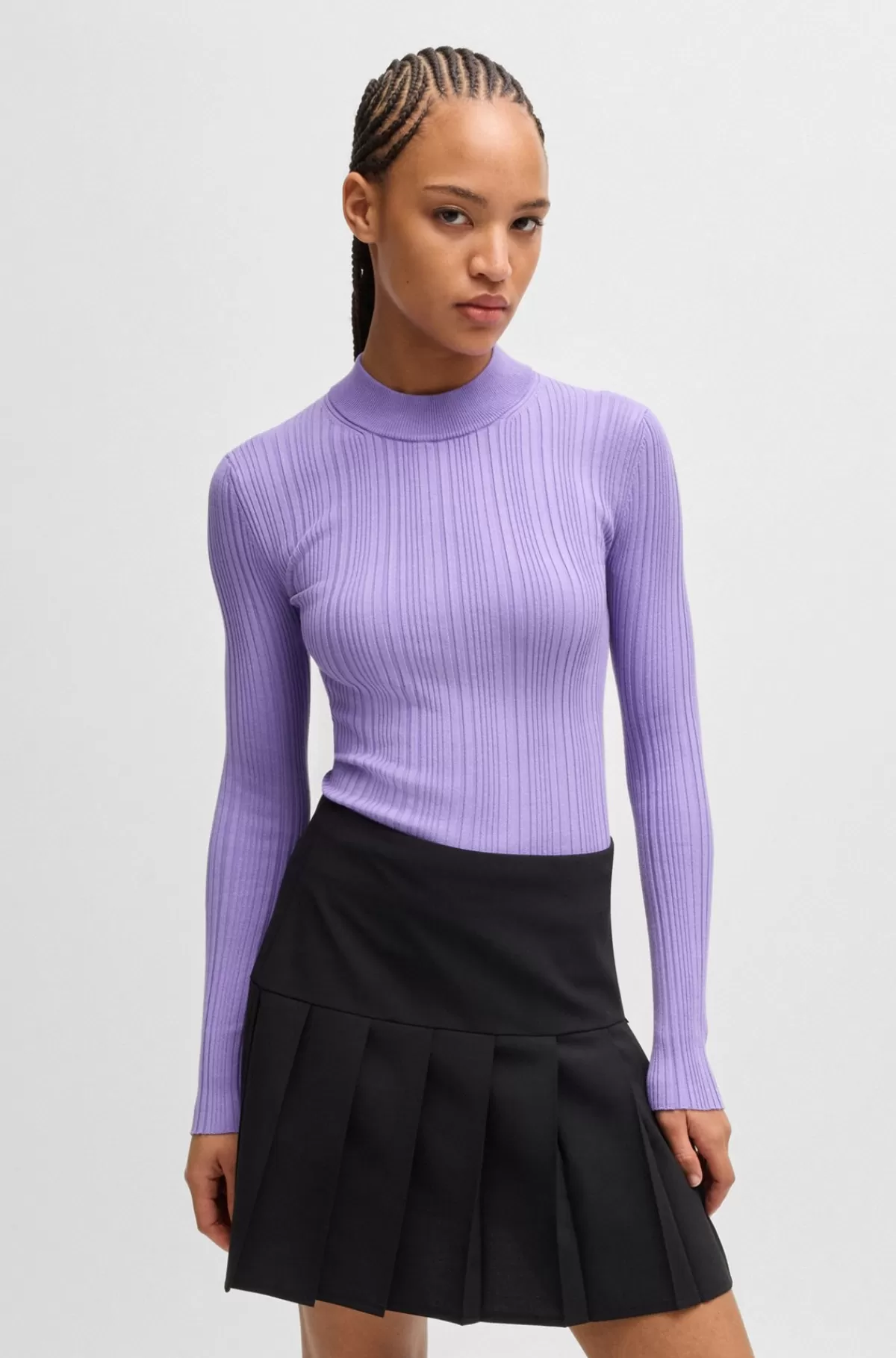 HUGO BOSS Sweater Med Slim Fit Og Ribstruktur Lilla Hot