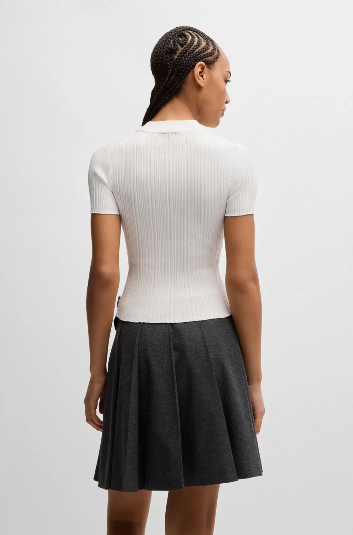 HUGO BOSS Sweater Med Uregelmæssig Ribstrikket Struktur Og Høj Hals Hvid Best Sale