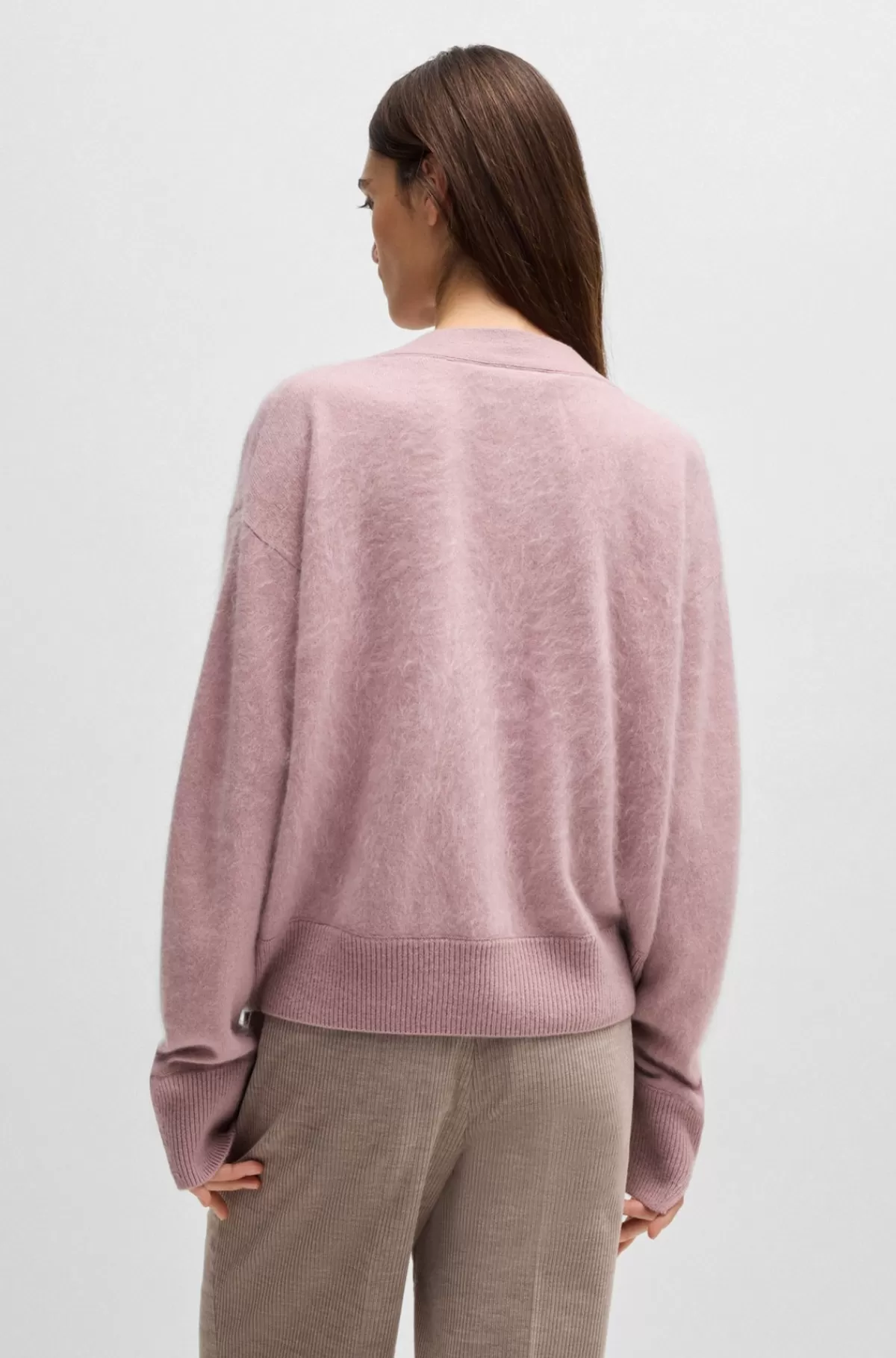 HUGO BOSS Sweater Med V-hals I Kashmir Med Struktur Lys pink Sale