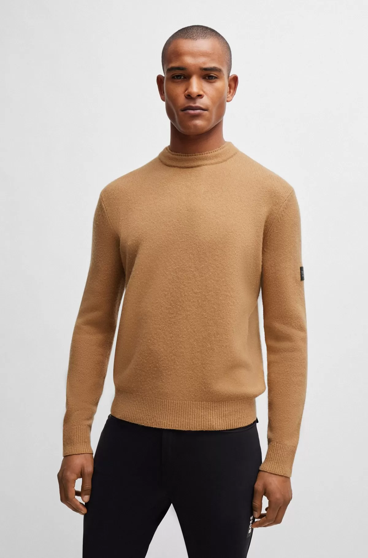 HUGO BOSS Sweater Til Hestesport I Bomuld Og Kashmir Med Logomærke Beige Online