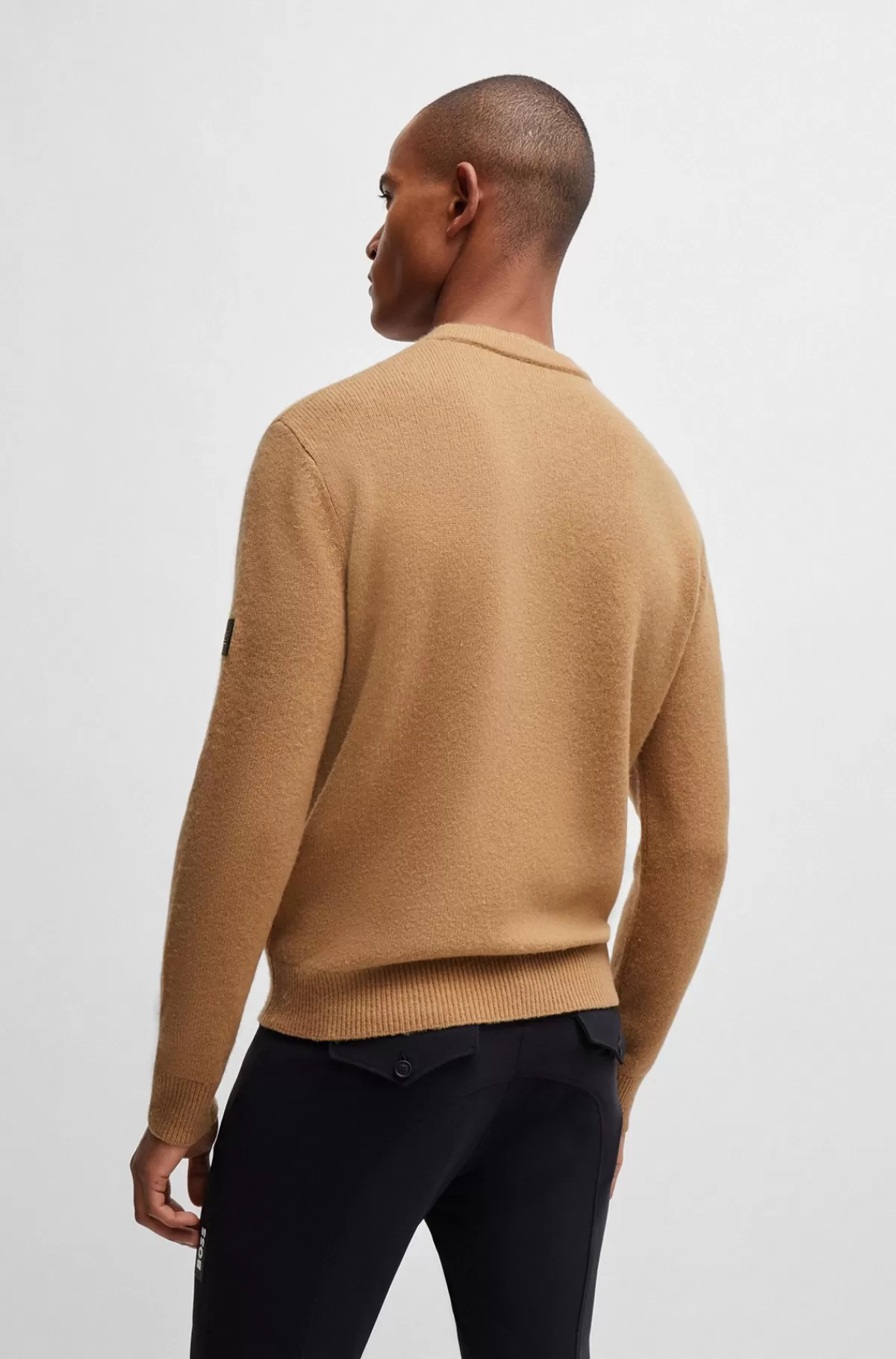 HUGO BOSS Sweater Til Hestesport I Bomuld Og Kashmir Med Logomærke Beige Online