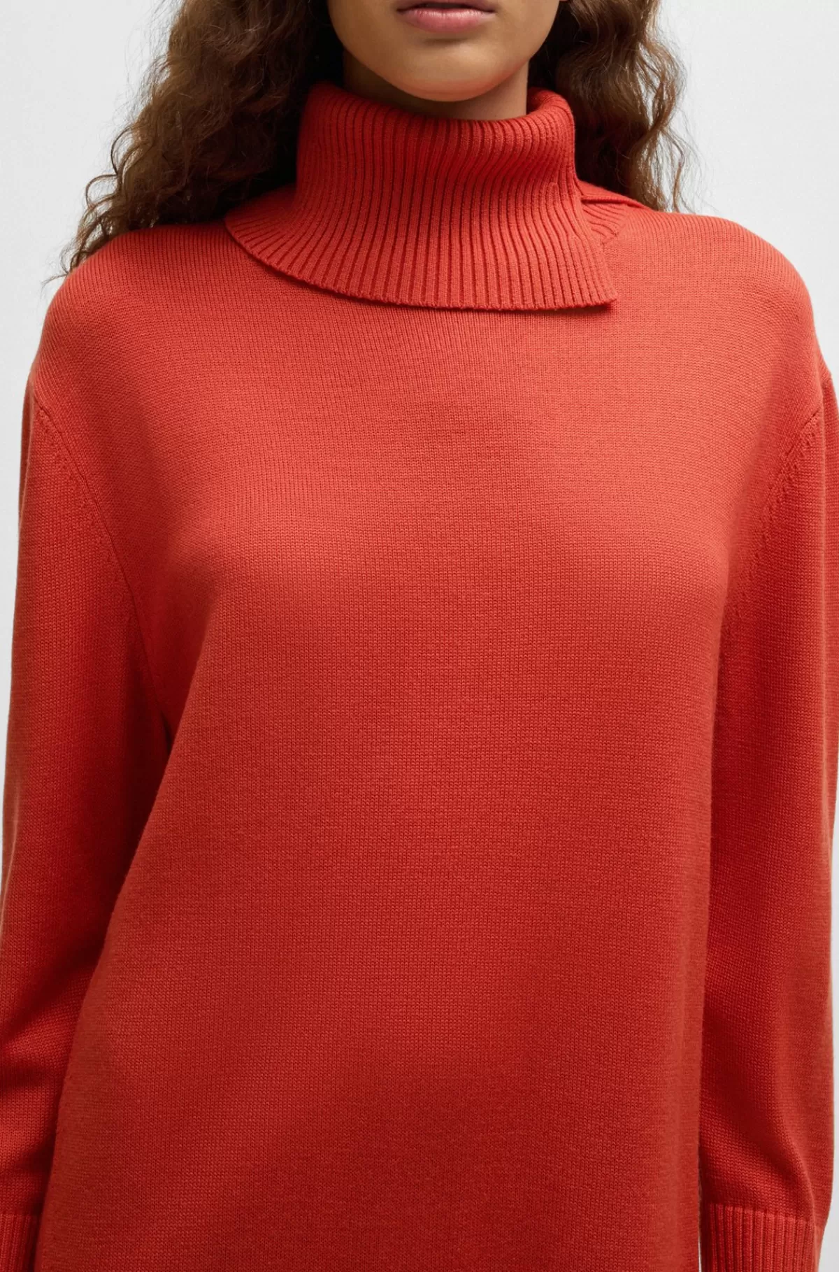 HUGO BOSS Sweaterkjole I Uldblanding Med Slids I Kraven Og Forneden Rød Best