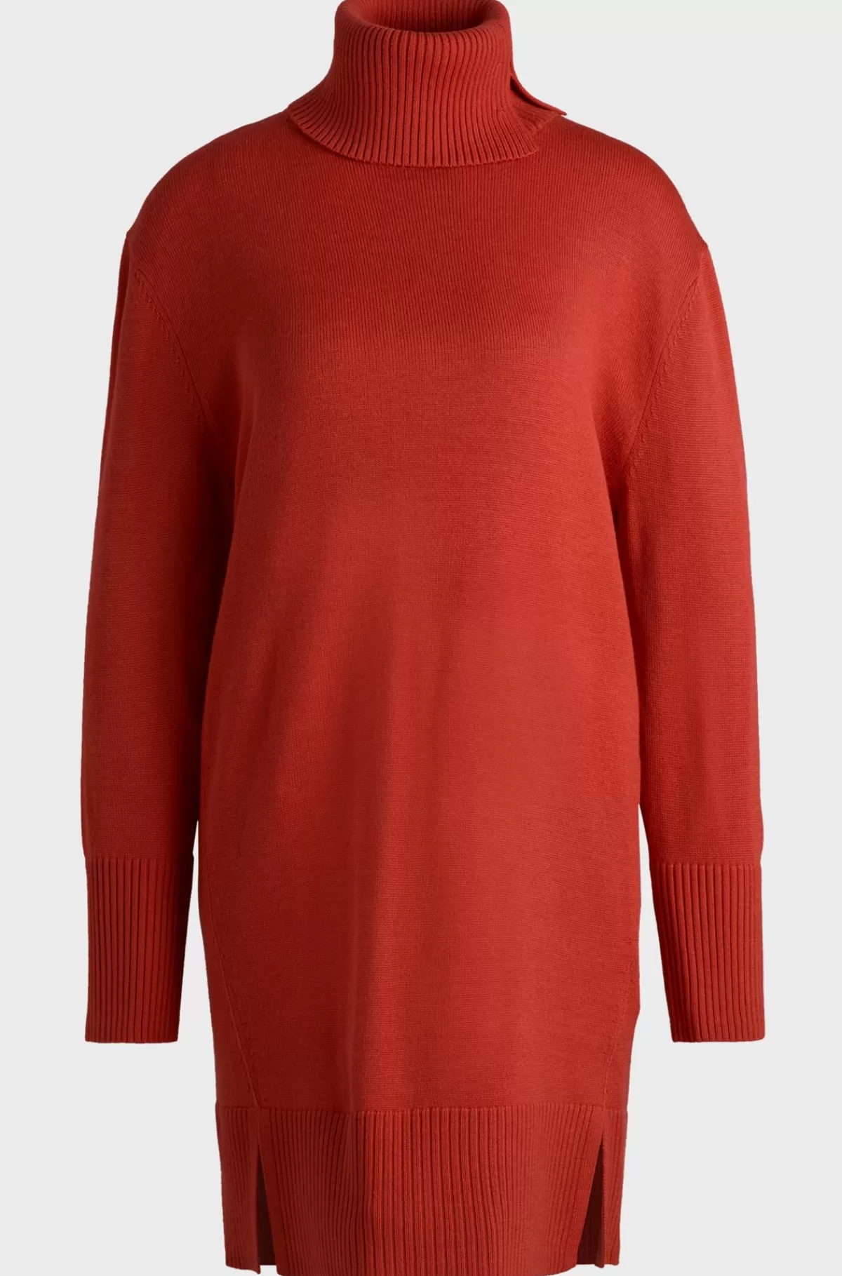HUGO BOSS Sweaterkjole I Uldblanding Med Slids I Kraven Og Forneden Rød Best