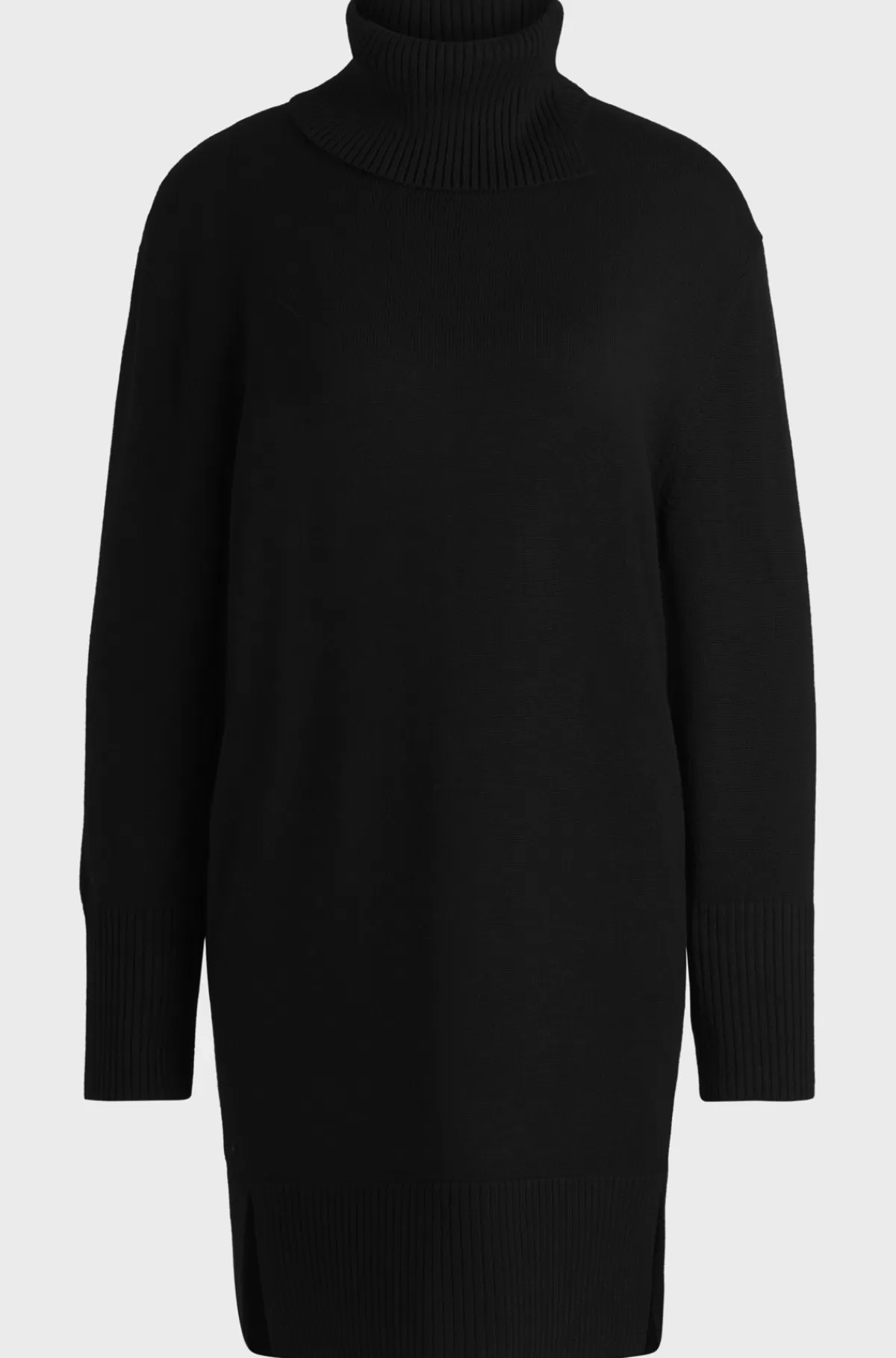 HUGO BOSS Sweaterkjole I Uldblanding Med Slids I Kraven Og Forneden Sort Outlet