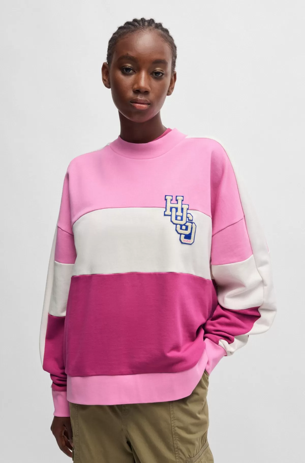 HUGO BOSS Sweatshirt Af Bomuld Med Oversize Fit Og Logo Pink Shop