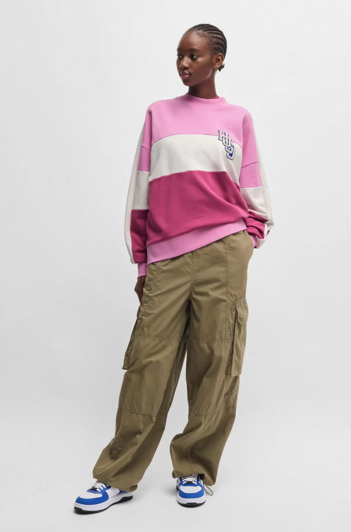 HUGO BOSS Sweatshirt Af Bomuld Med Oversize Fit Og Logo Pink Shop