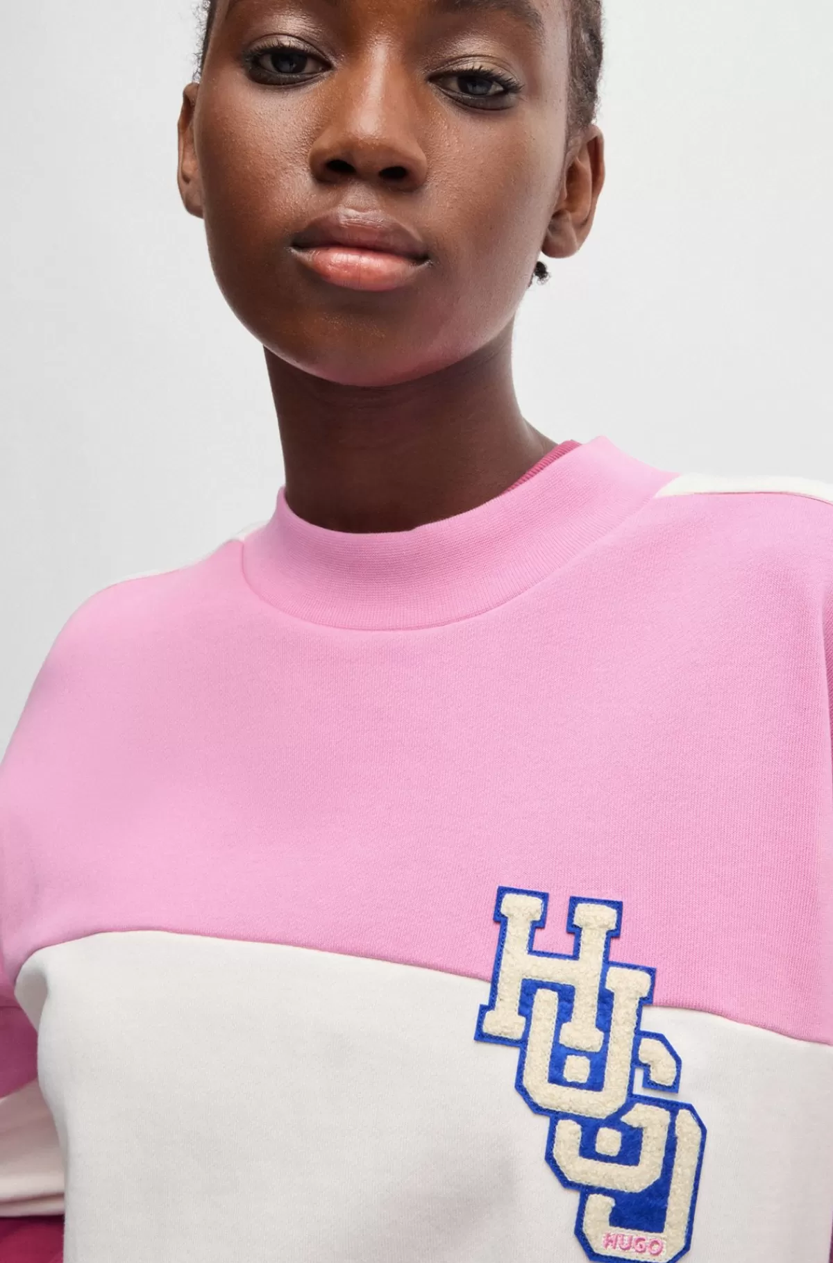 HUGO BOSS Sweatshirt Af Bomuld Med Oversize Fit Og Logo Pink Shop