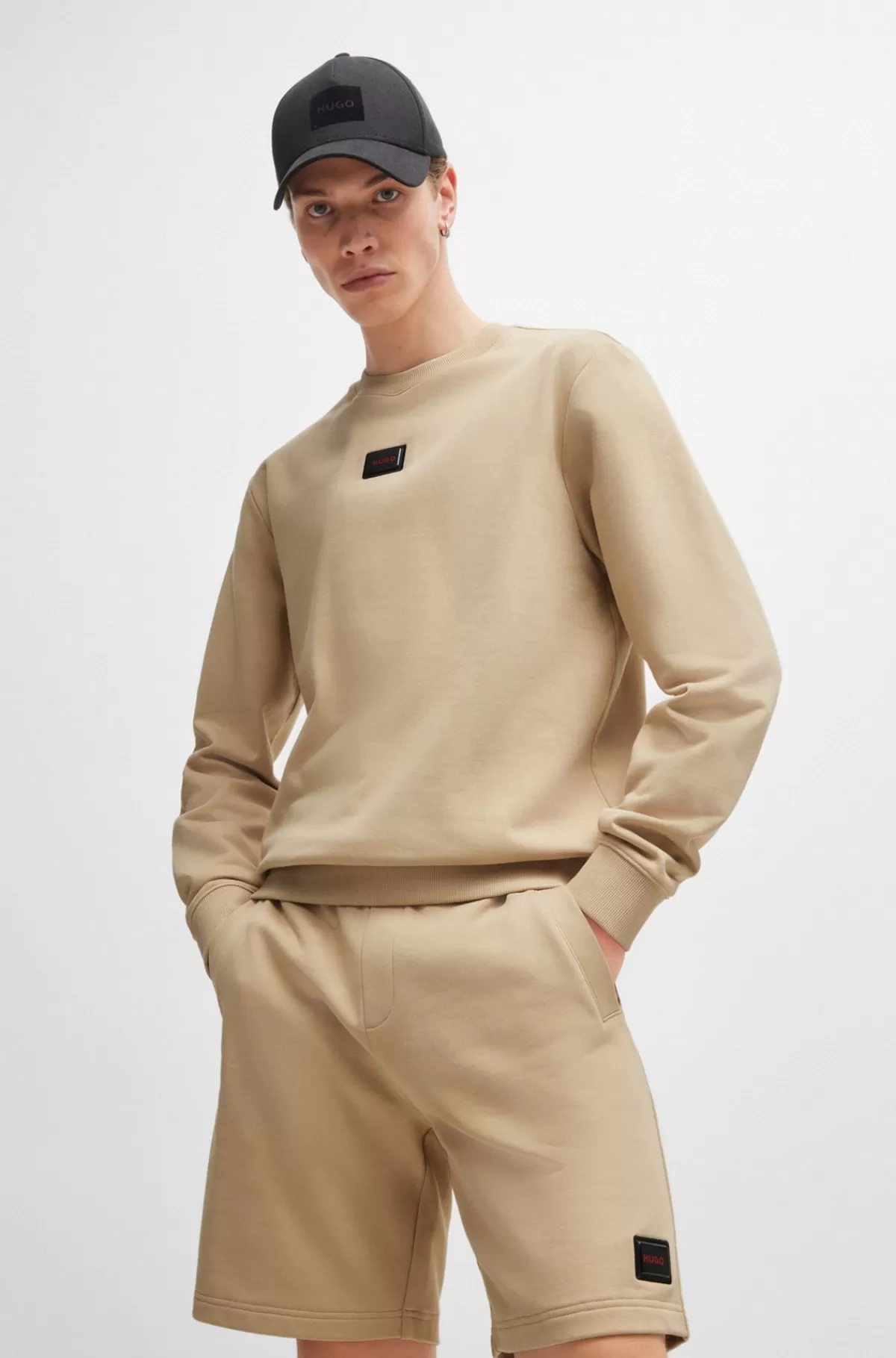 HUGO BOSS Sweatshirt Af Bomuld Med Regular Fit Og Logo Lys beige Sale