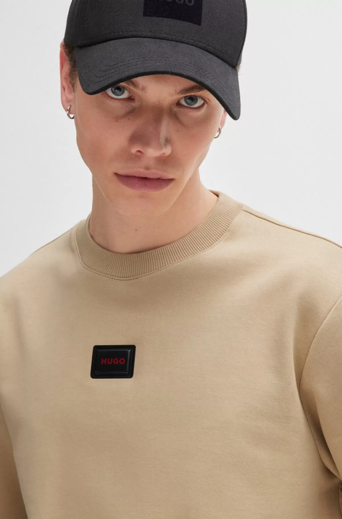 HUGO BOSS Sweatshirt Af Bomuld Med Regular Fit Og Logo Lys beige Sale