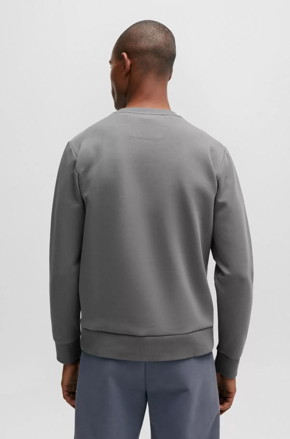 HUGO BOSS Sweatshirt I Blandede Materialer I Regular Fit Og Med Logoprint Grå Outlet