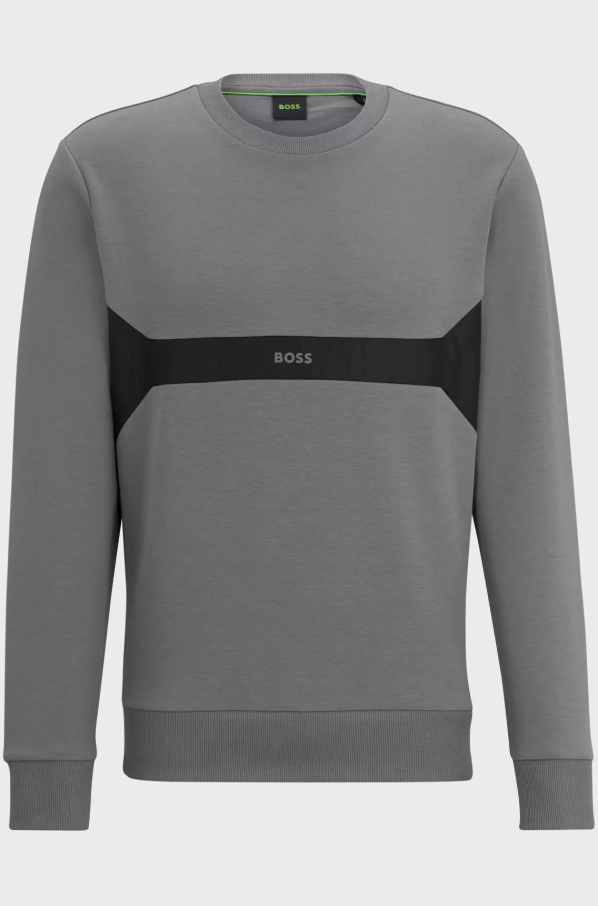 HUGO BOSS Sweatshirt I Blandede Materialer I Regular Fit Og Med Logoprint Grå Outlet