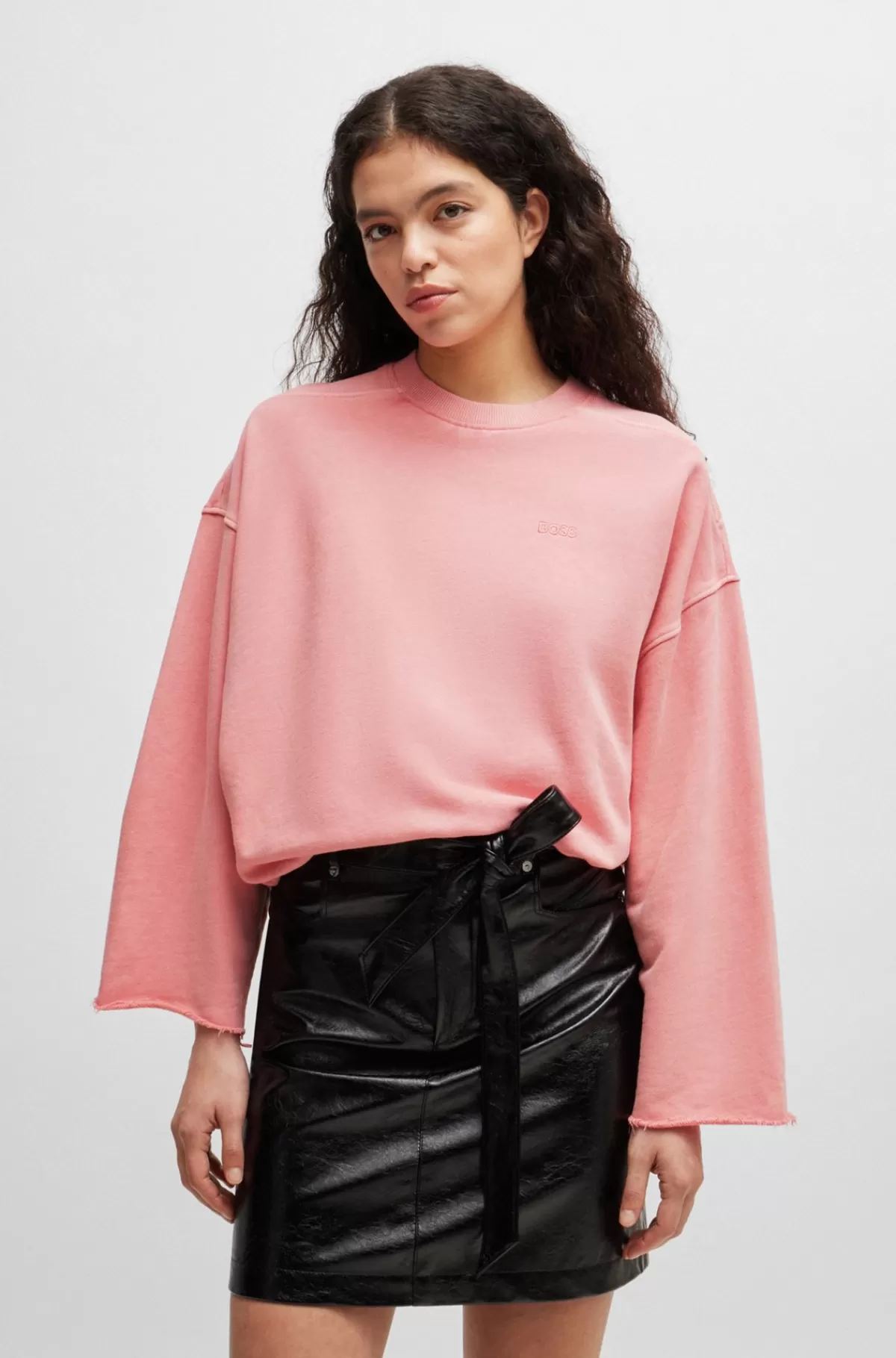 HUGO BOSS Sweatshirt I Bomuld Med Løbesnore I Bunden Af ærmerne Lys pink Clearance