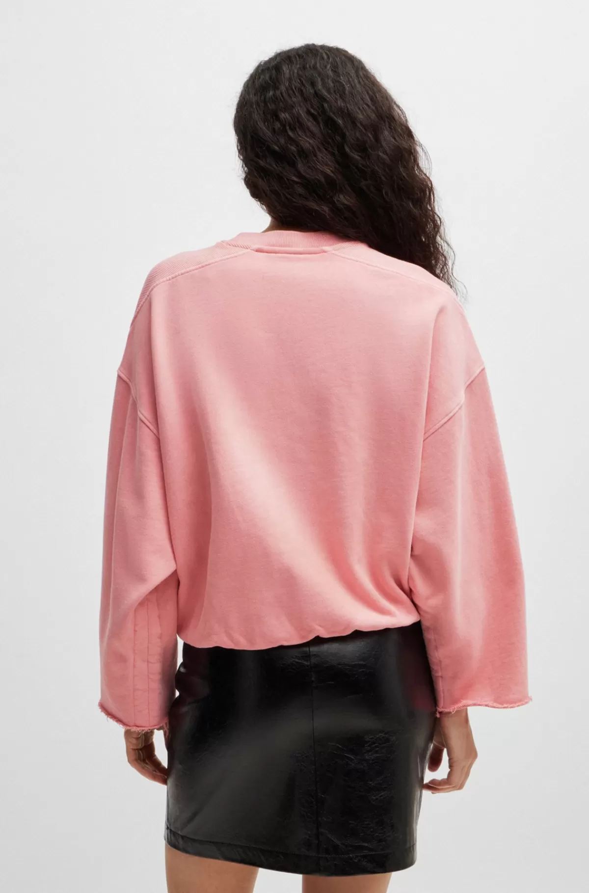 HUGO BOSS Sweatshirt I Bomuld Med Løbesnore I Bunden Af ærmerne Lys pink Clearance