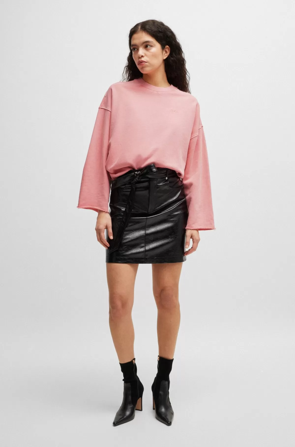 HUGO BOSS Sweatshirt I Bomuld Med Løbesnore I Bunden Af ærmerne Lys pink Clearance