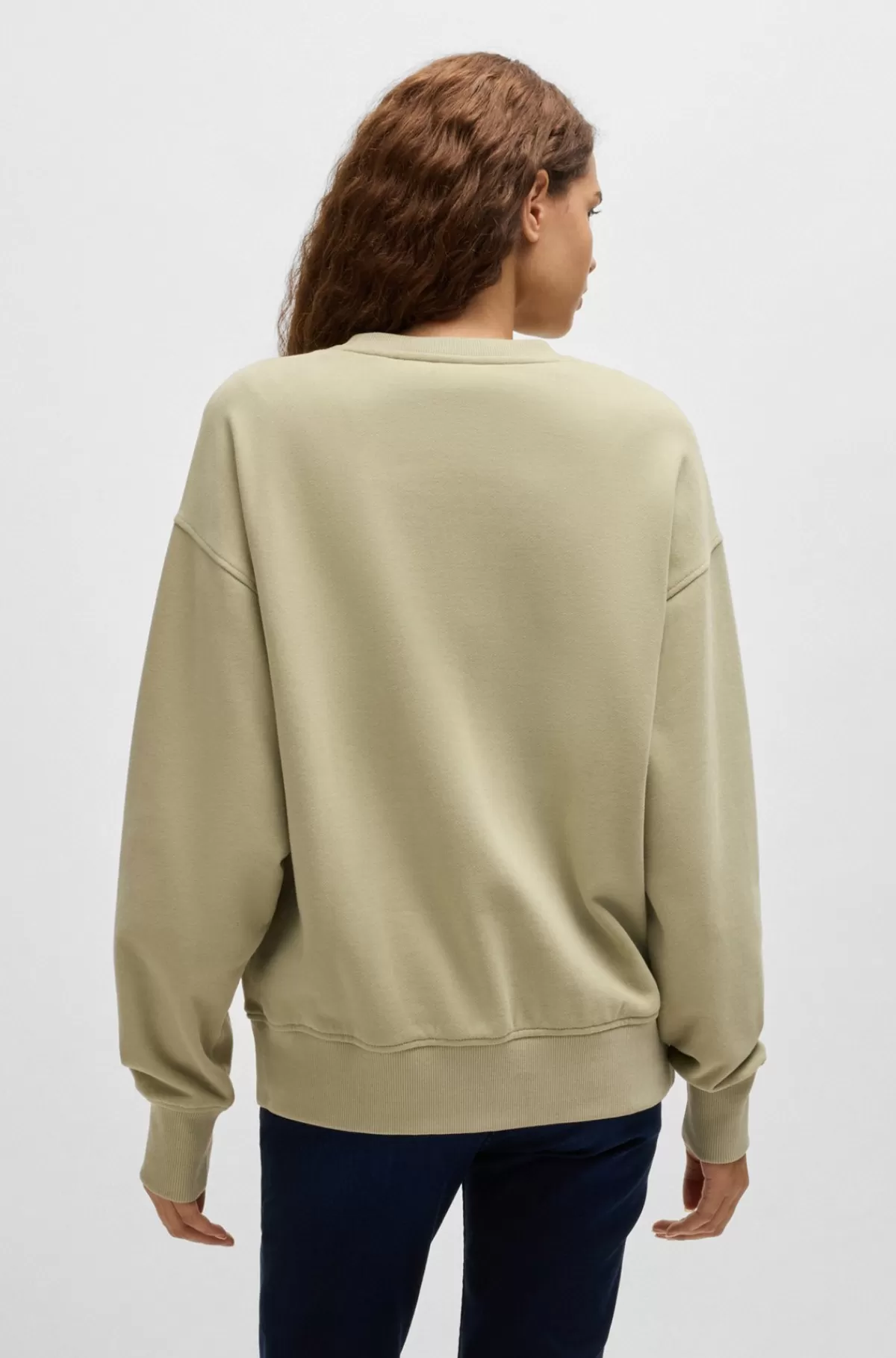 HUGO BOSS Sweatshirt I Bomuld Med Oversize Fit Og Logo Kaki Shop