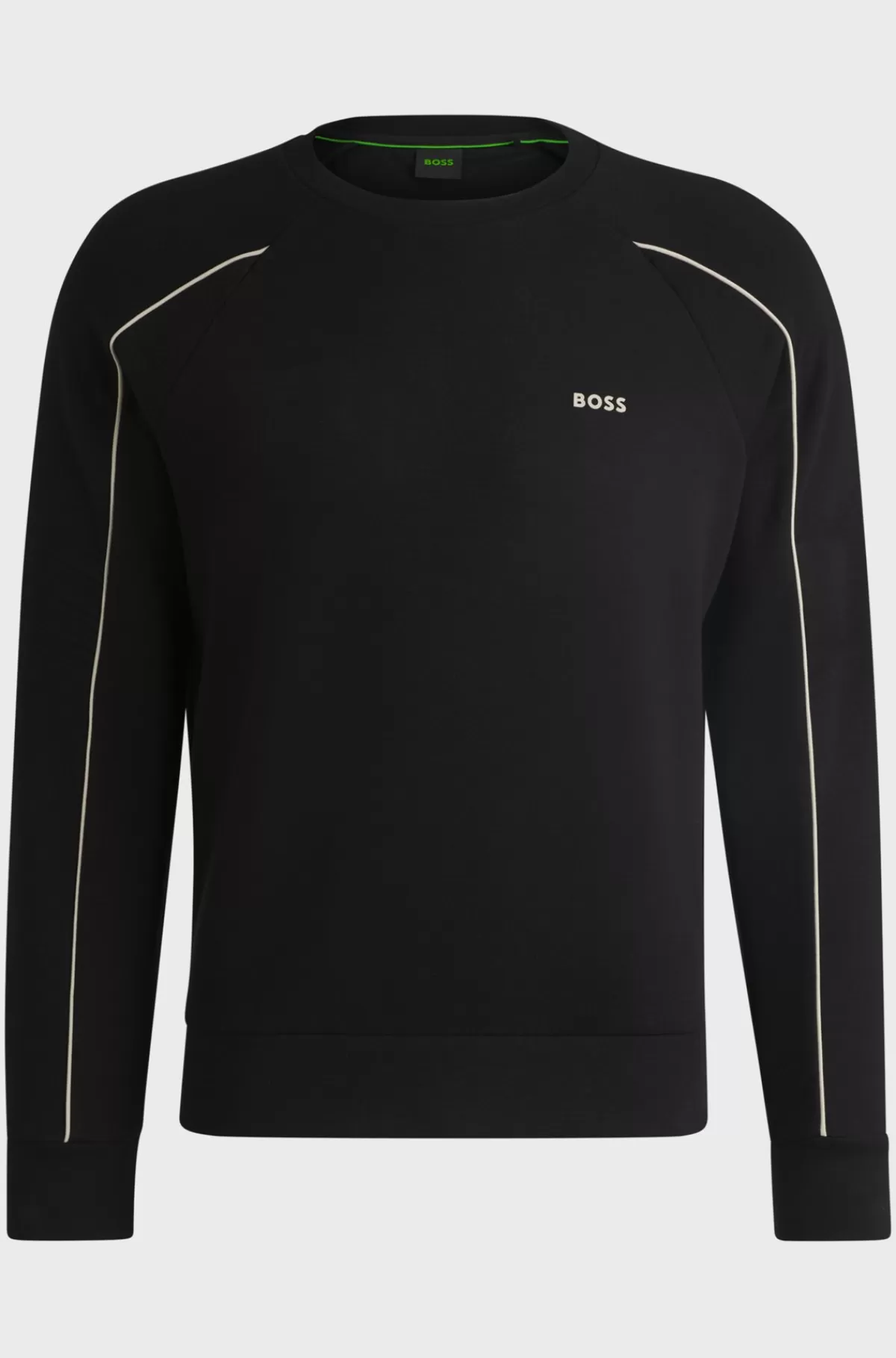 HUGO BOSS Sweatshirt I Bomuld Med Stræk, Regular Fit Og Grafisk Prægning Sort Discount
