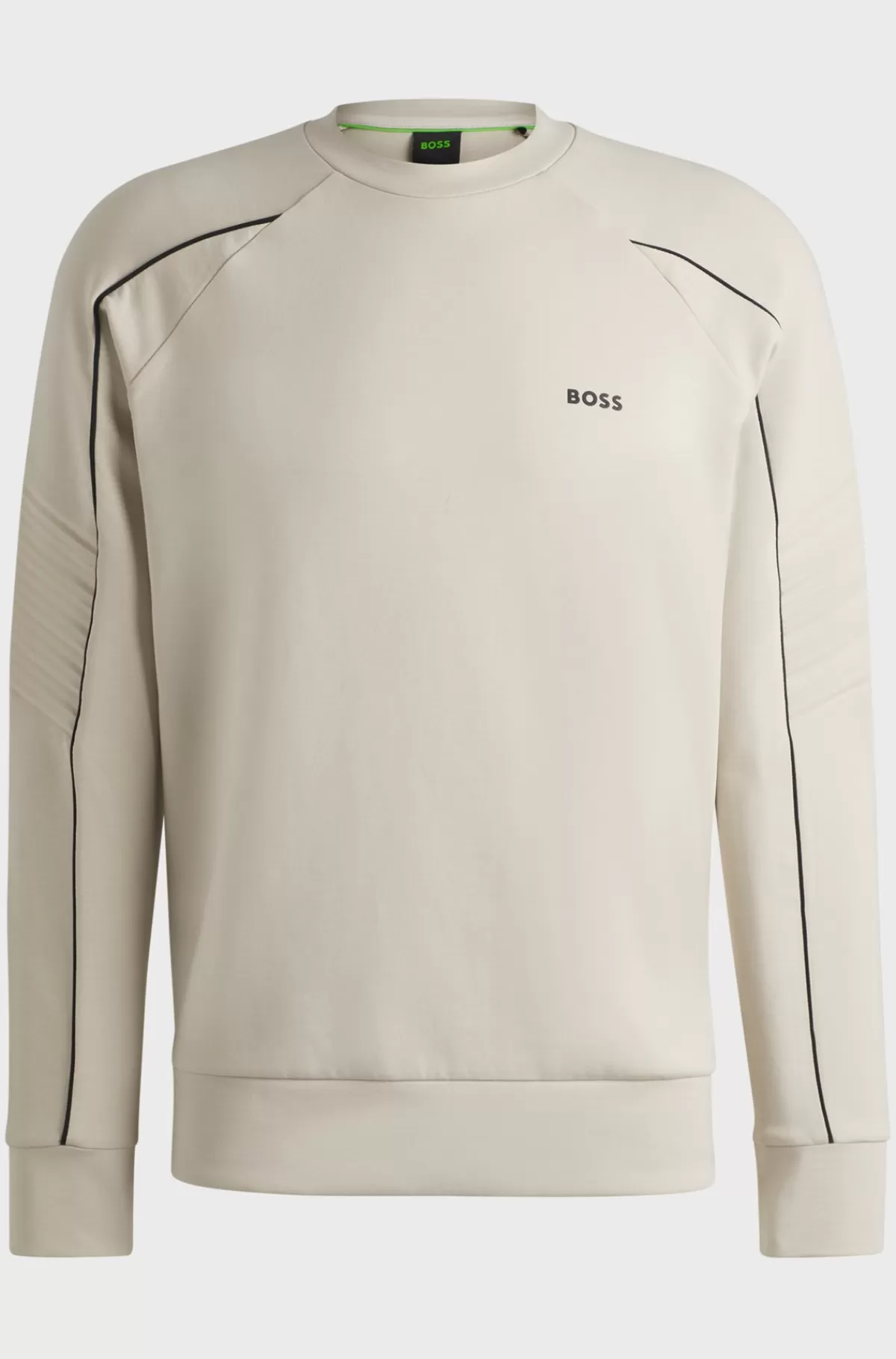 HUGO BOSS Sweatshirt I Bomuld Med Stræk, Regular Fit Og Grafisk Prægning Naturlig Flash Sale