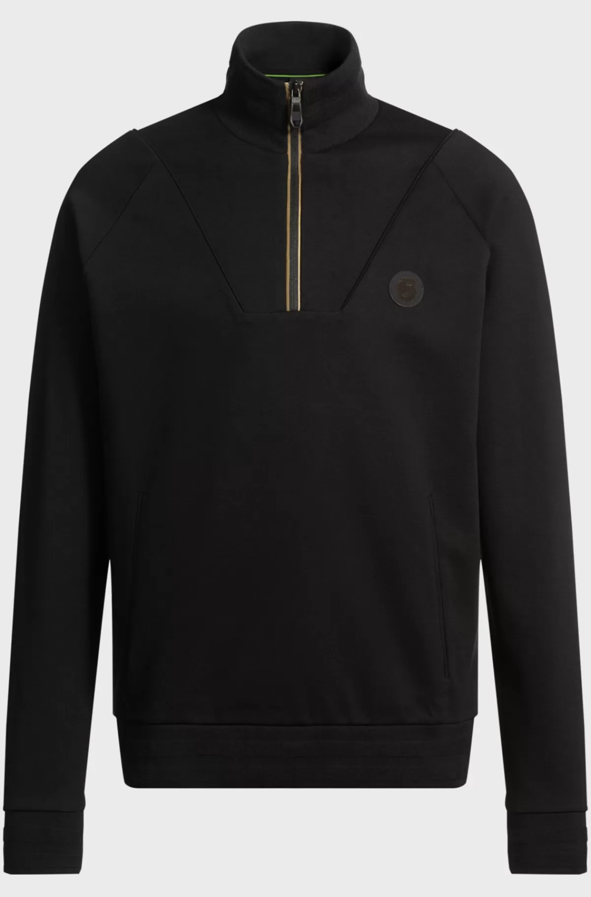 HUGO BOSS Sweatshirt I Bomuldsblanding Med Dobbelt B-monogram Og Lynlås I Halsen Sort Fashion