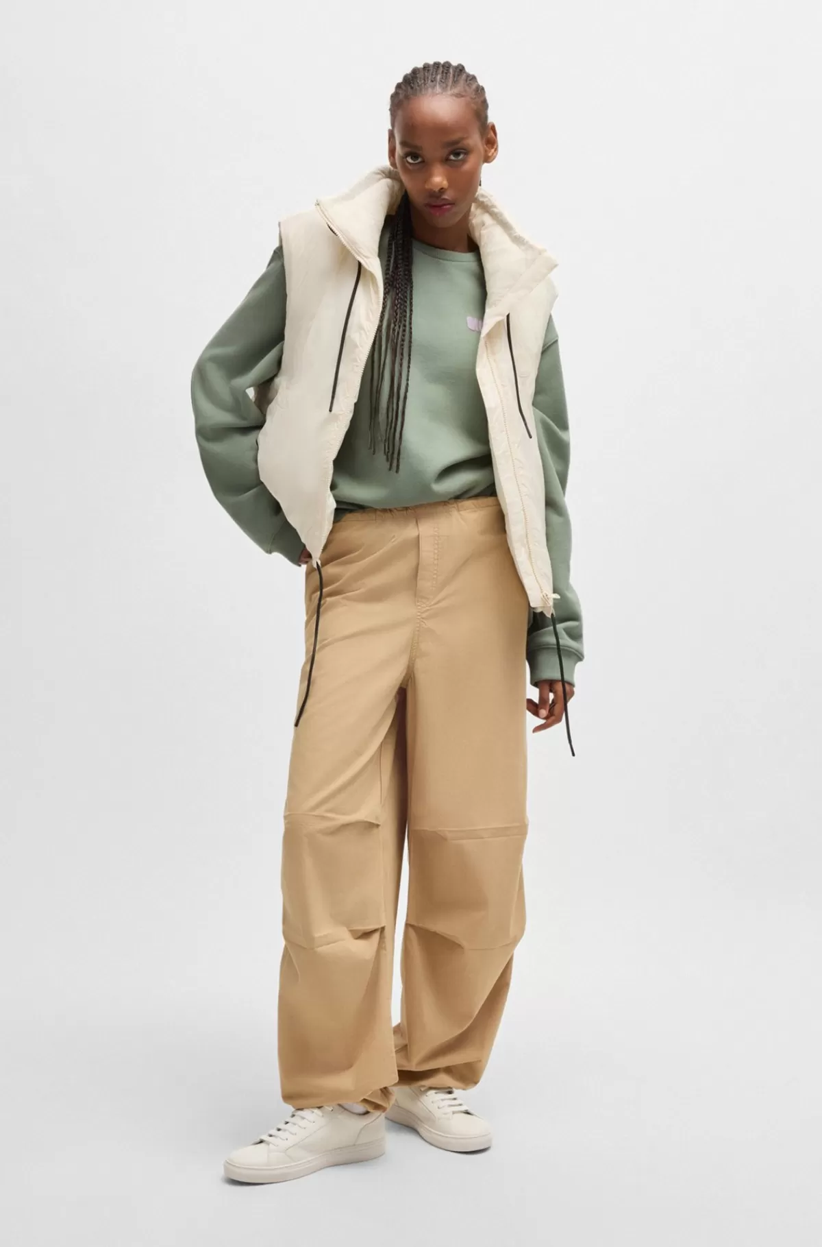 HUGO BOSS Sweatshirt I Bomuldsfrotté Med Oversize Fit Og Sæsonens Print Grøn Best