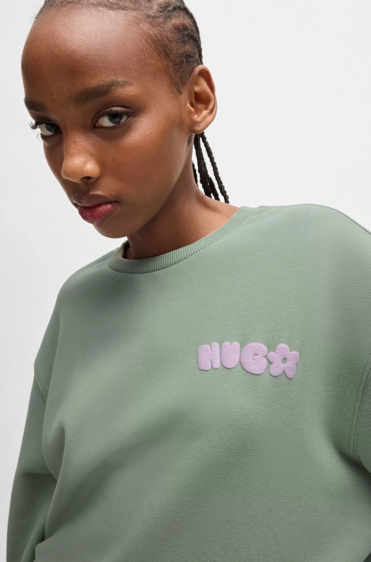 HUGO BOSS Sweatshirt I Bomuldsfrotté Med Oversize Fit Og Sæsonens Print Grøn Best
