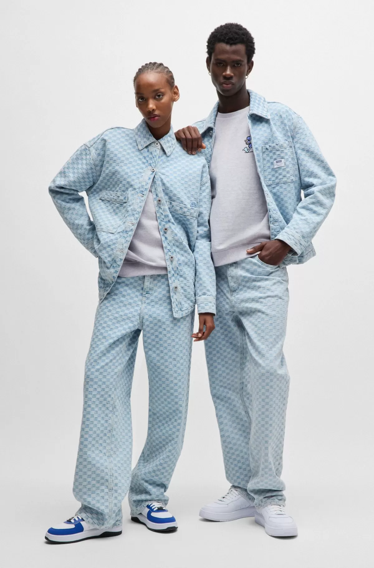 HUGO BOSS Sweatshirt I Bomuldsfrotté Med Sæsoninspireret Grafisk Print Lysegrå Cheap
