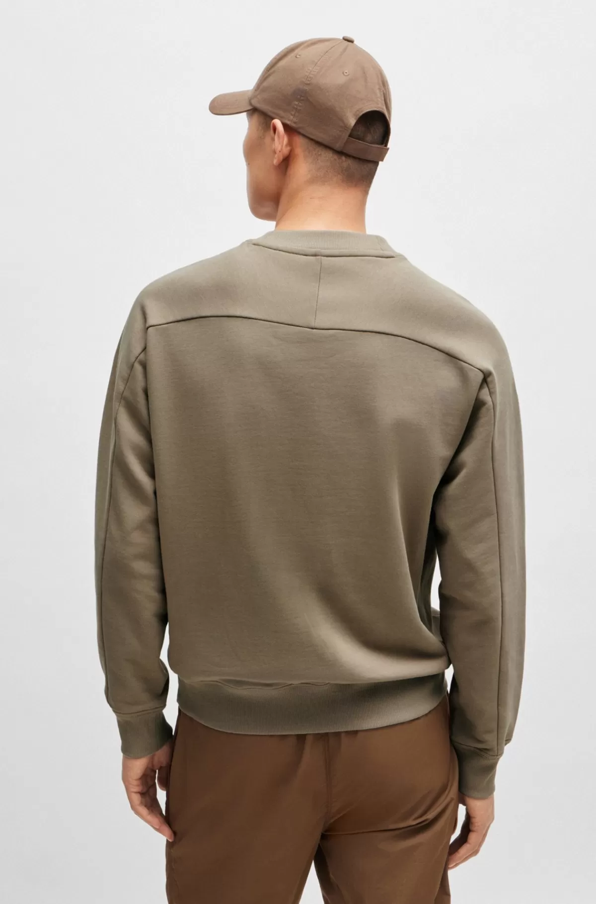 HUGO BOSS Sweatshirt I Sweatkvalitet Af Bomuld Med Broderet Logo På Lommen Lysebrun Hot