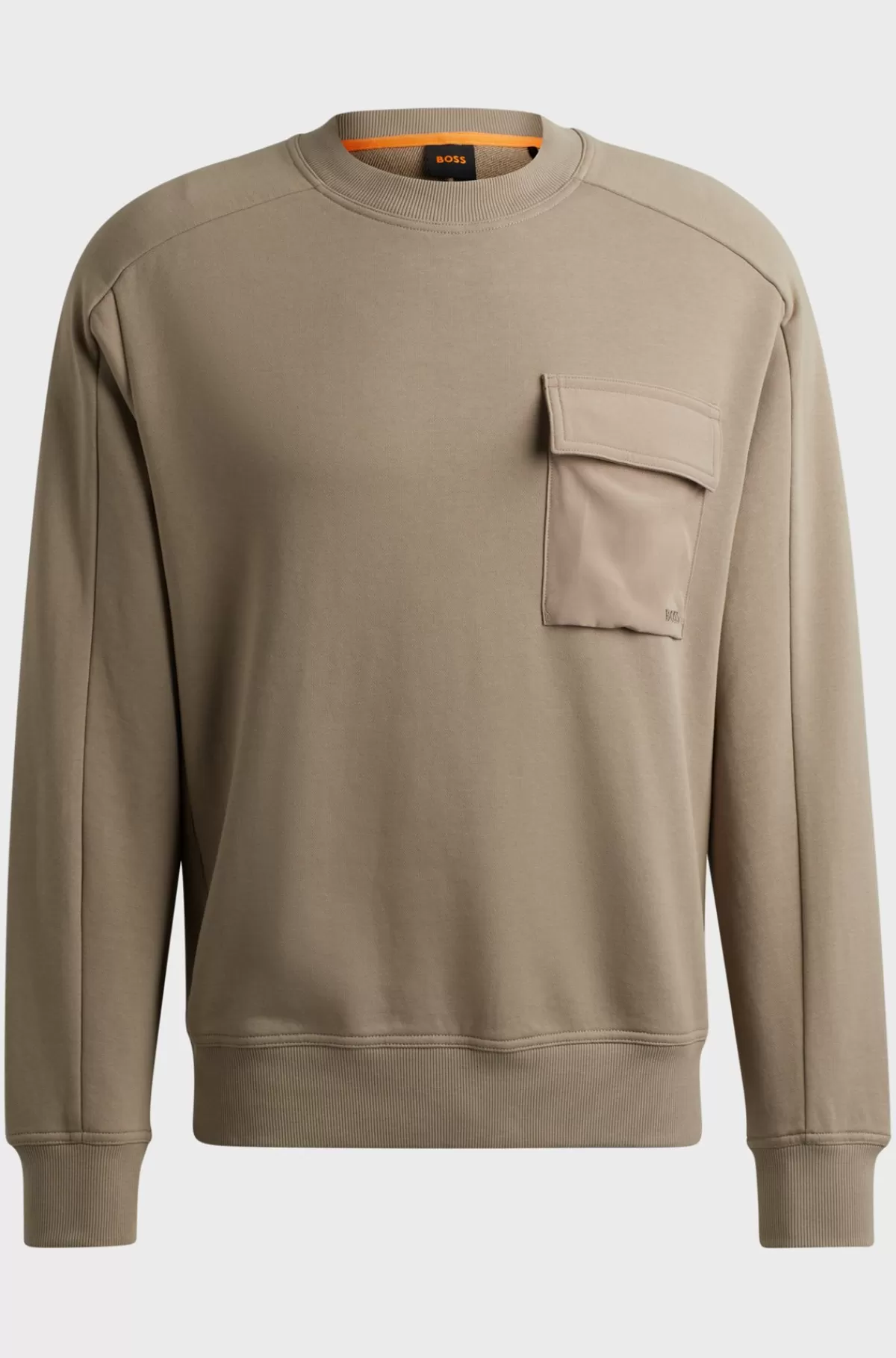 HUGO BOSS Sweatshirt I Sweatkvalitet Af Bomuld Med Broderet Logo På Lommen Lysebrun Hot