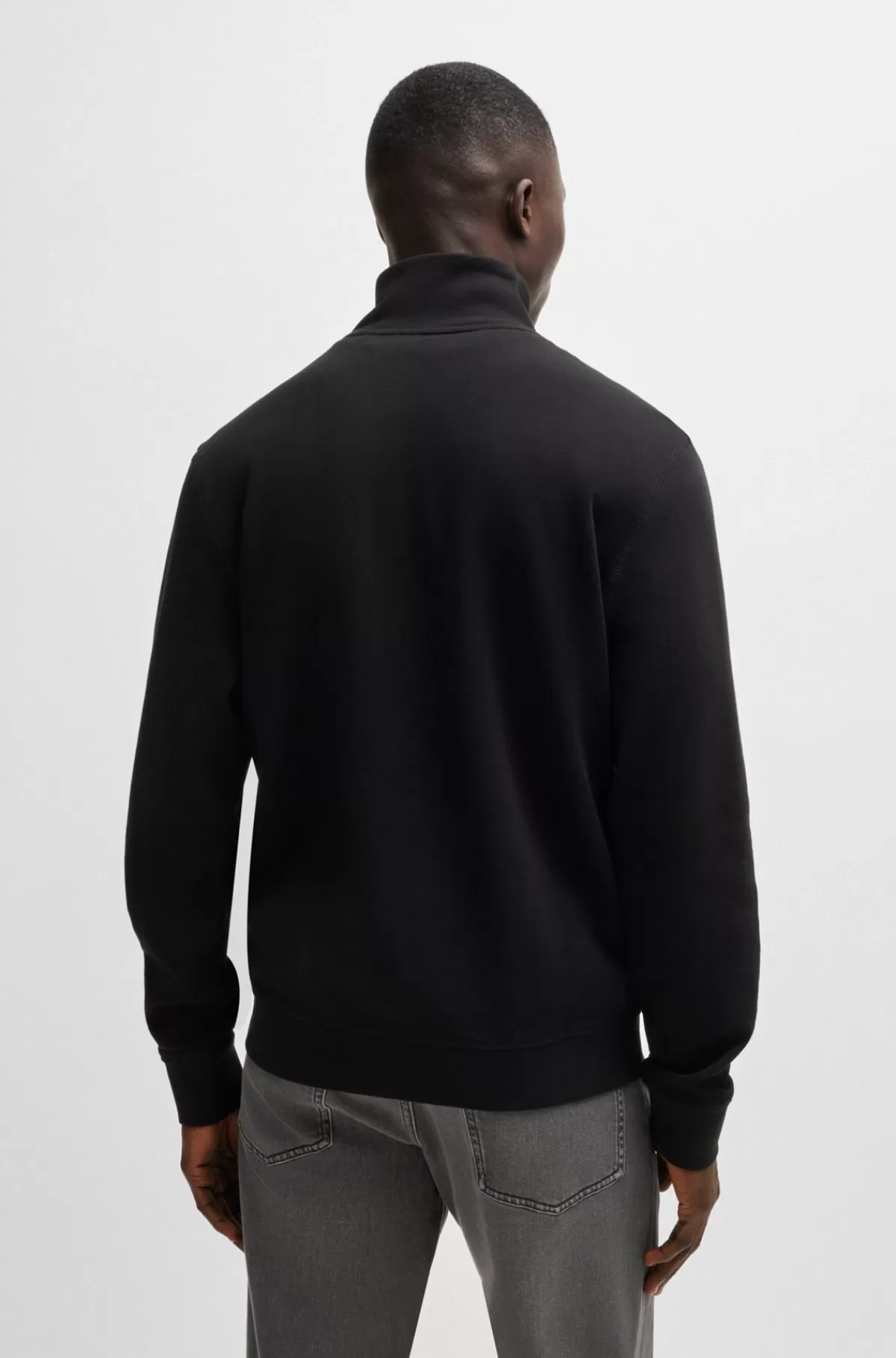 HUGO BOSS Sweatshirt I Sweatkvalitet Af Bomuld Med Lynlås I Halsen Og Logomærke Sort Cheap