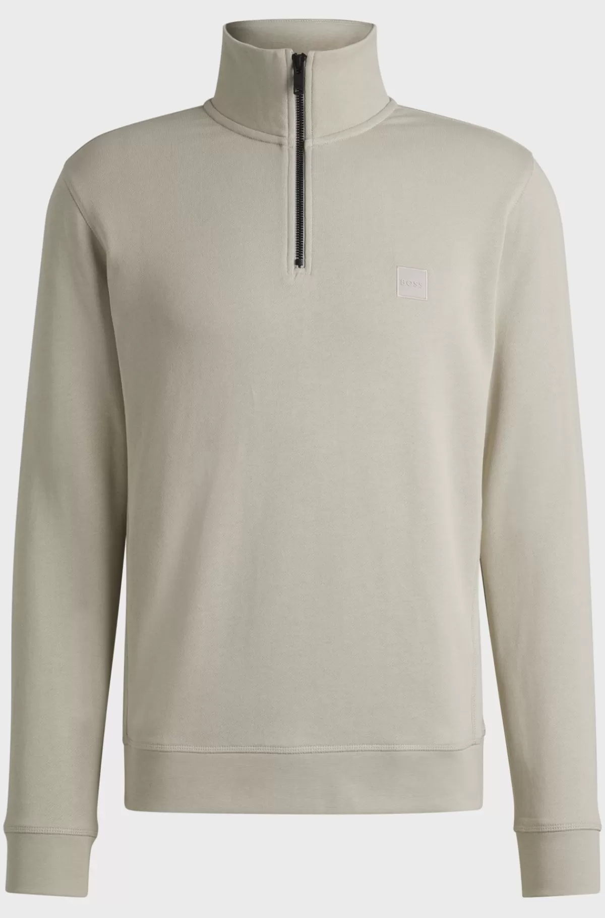 HUGO BOSS Sweatshirt I Sweatkvalitet Af Bomuld Med Lynlås I Halsen Og Logomærke Lys beige Discount