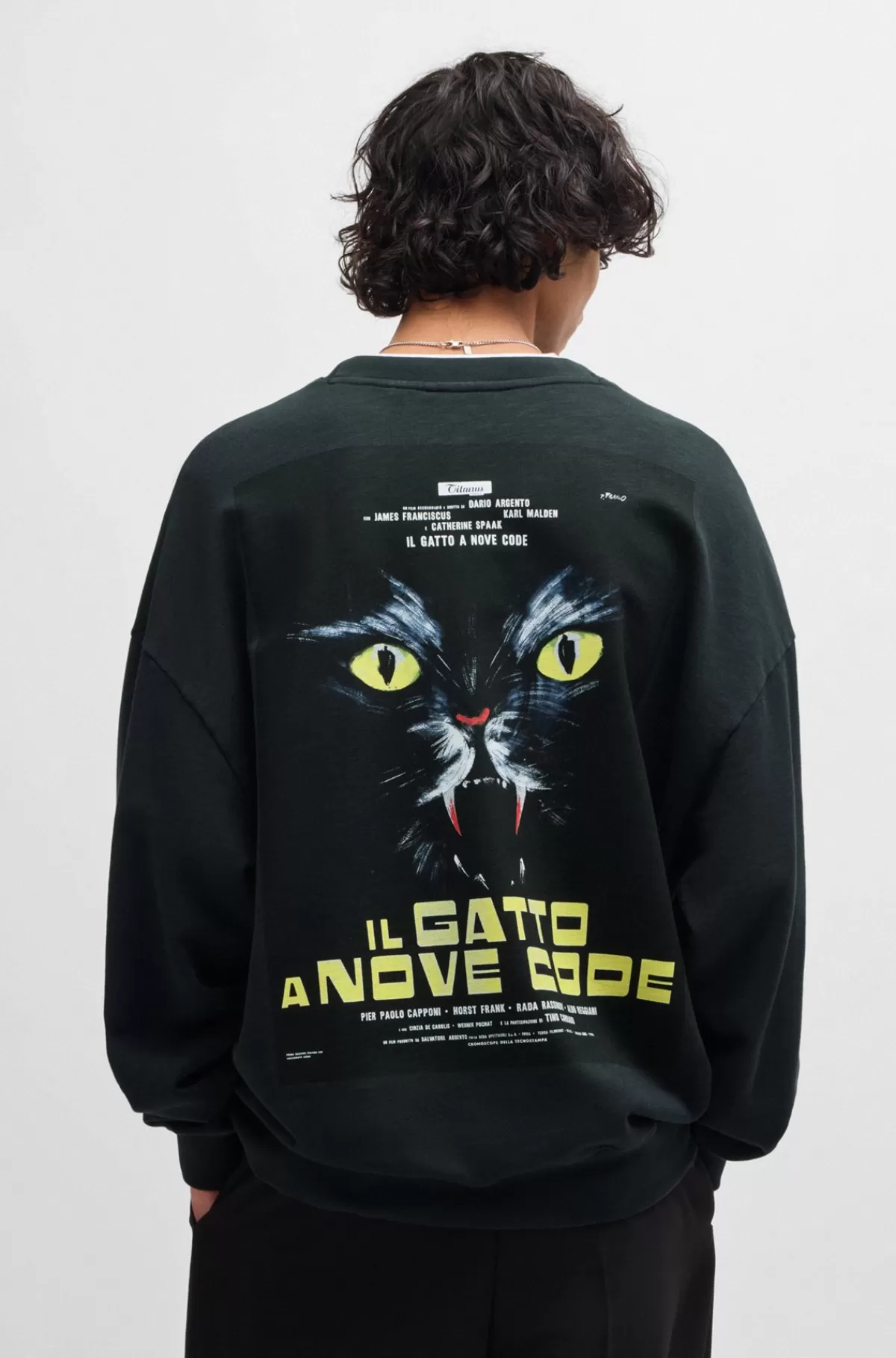 HUGO BOSS Sweatshirt I Sweatkvalitet Af Bomuld Med Printet 70’er-grafik Sort Online
