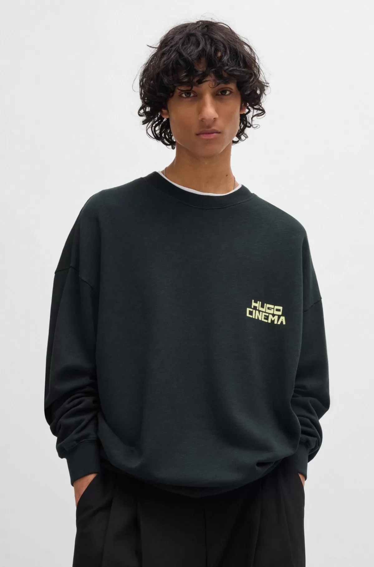 HUGO BOSS Sweatshirt I Sweatkvalitet Af Bomuld Med Printet 70’er-grafik Sort Online