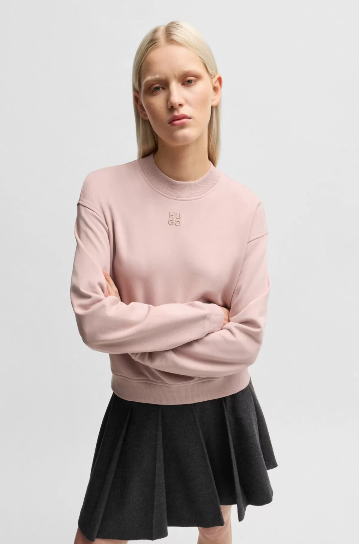 HUGO BOSS Sweatshirt I Sweatkvalitet Af Bomuld Med Relaxed Fit Og Broderet Logo Lys pink Shop