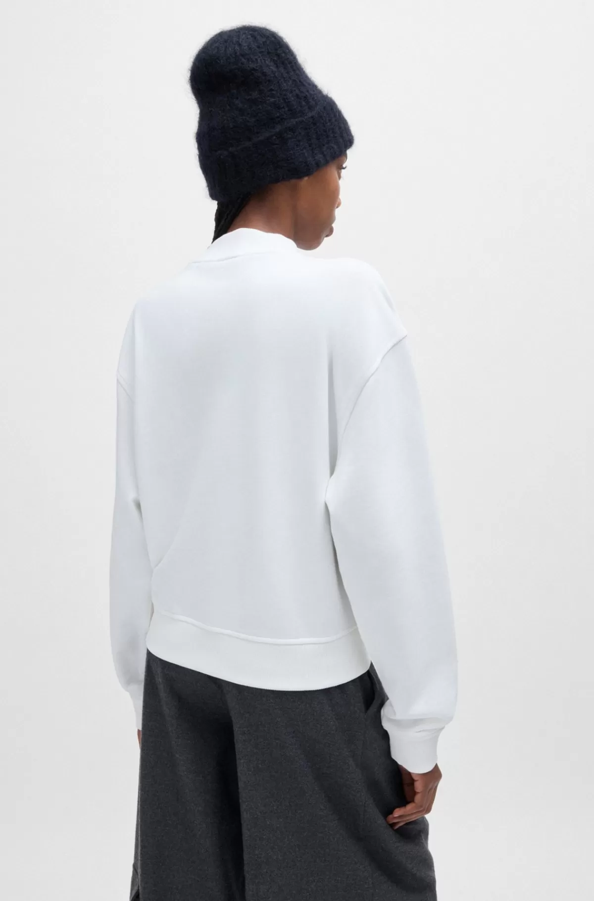 HUGO BOSS Sweatshirt I Sweatkvalitet Af Bomuld Med Relaxed Fit Og Broderet Logo Hvid Flash Sale