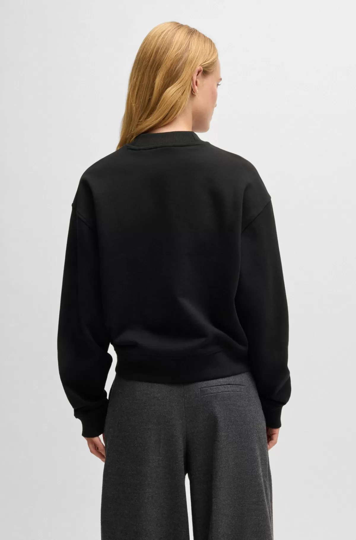 HUGO BOSS Sweatshirt I Sweatkvalitet Af Bomuld Med Relaxed Fit Og Broderet Logo Sort Store