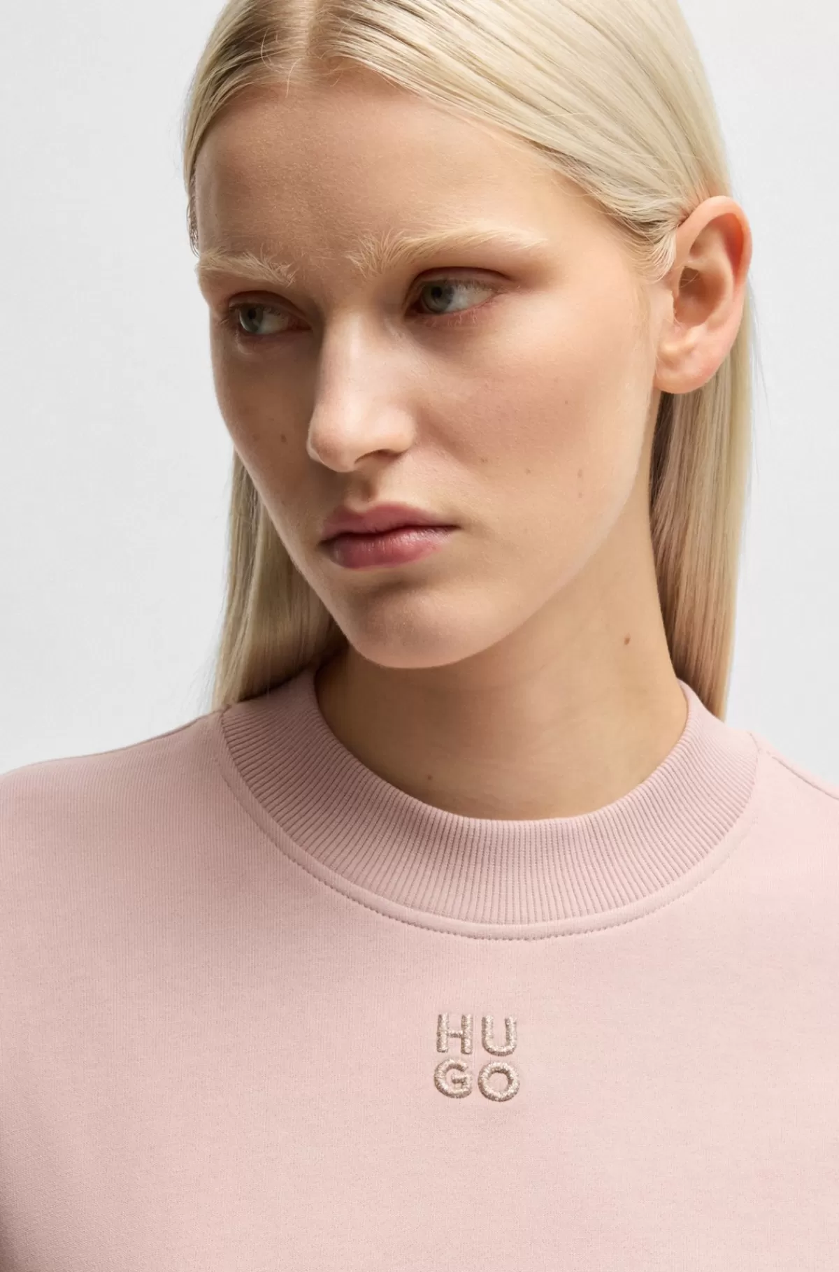 HUGO BOSS Sweatshirt I Sweatkvalitet Af Bomuld Med Relaxed Fit Og Broderet Logo Lys pink Shop