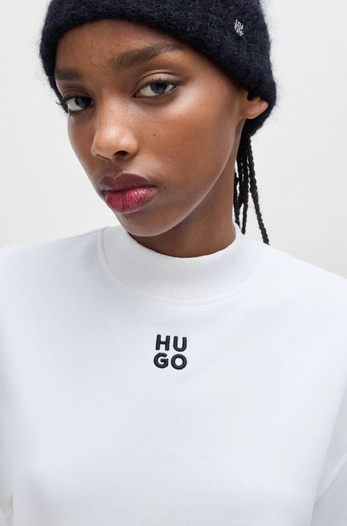 HUGO BOSS Sweatshirt I Sweatkvalitet Af Bomuld Med Relaxed Fit Og Broderet Logo Hvid Flash Sale