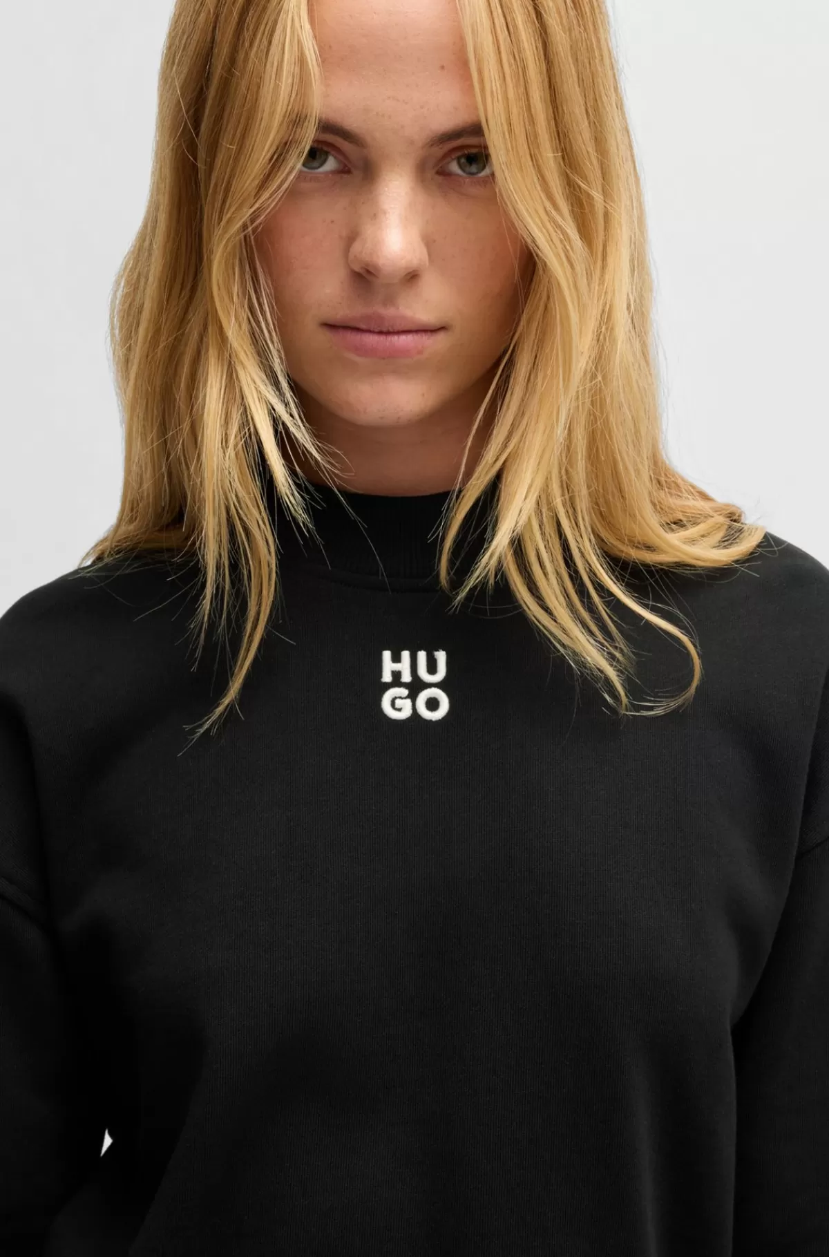 HUGO BOSS Sweatshirt I Sweatkvalitet Af Bomuld Med Relaxed Fit Og Broderet Logo Sort Store