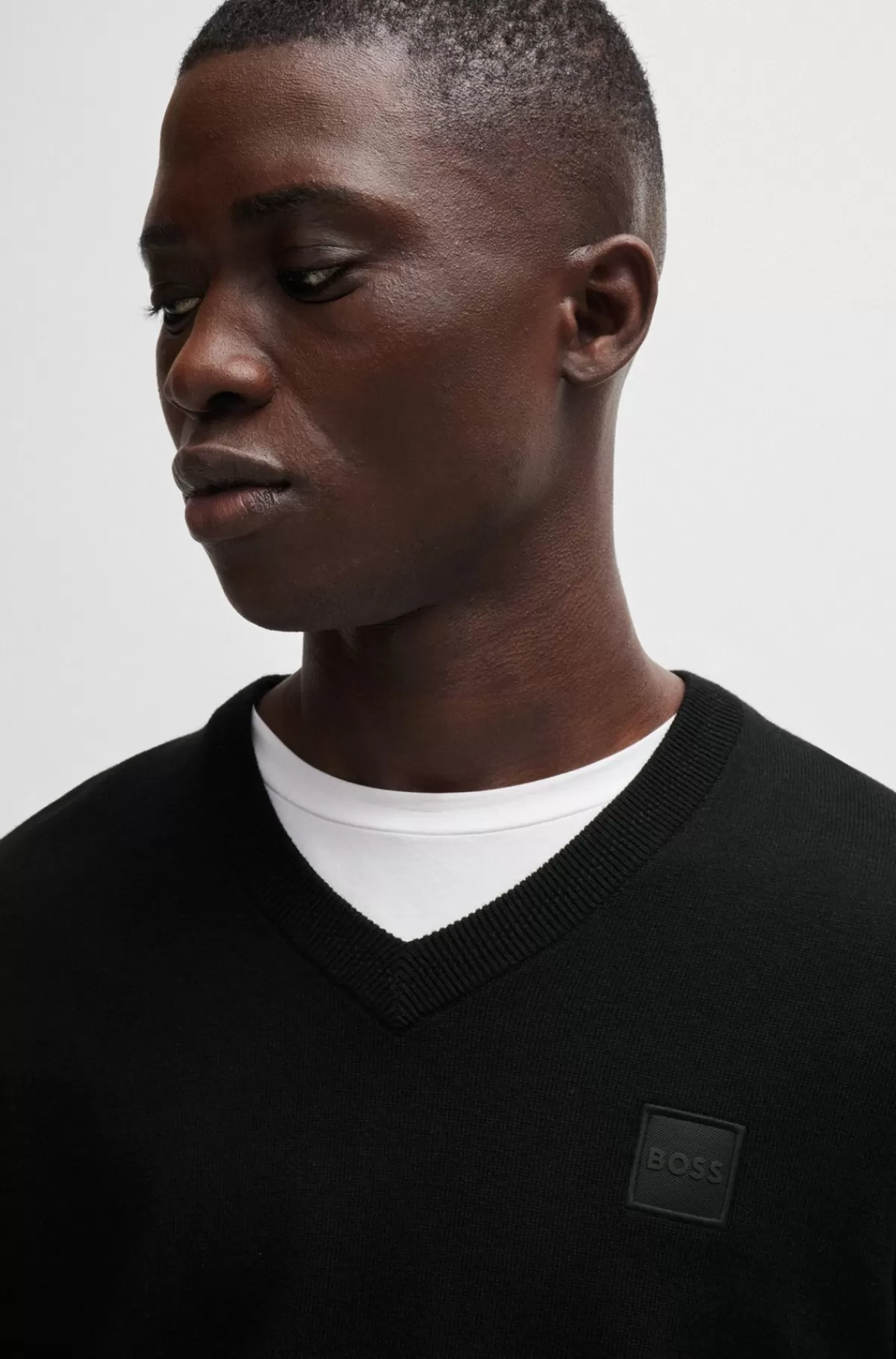 HUGO BOSS Sweatshirt Med Afslappet Pasform I Bomuld Blandet Med Kashmiruld Med Logomærke Sort Cheap